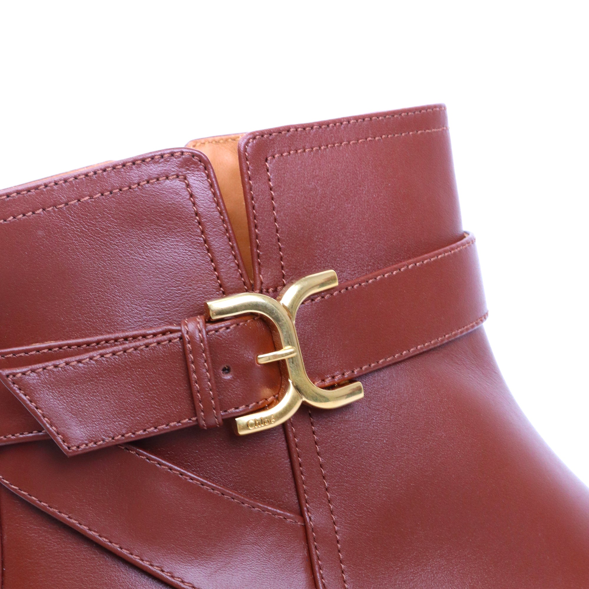 CHLOÉ - Bottines Marcie à boucles Chloé en cuir marron (T41)