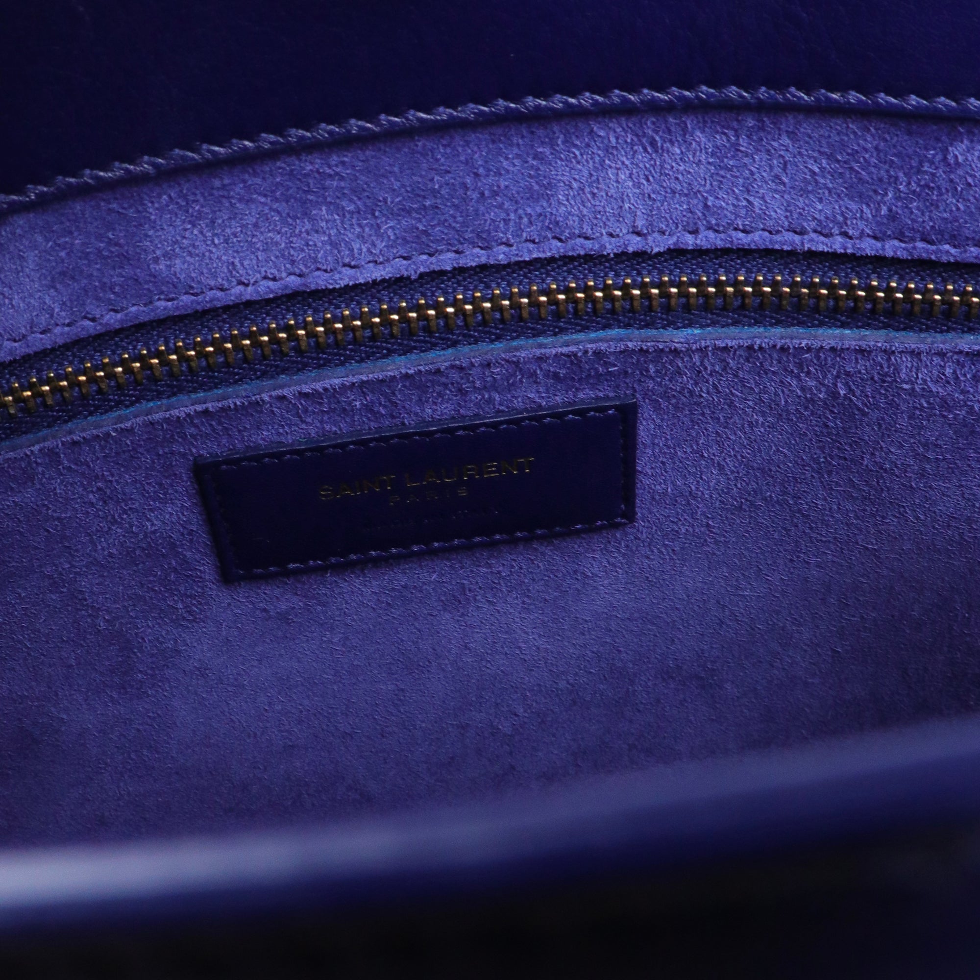 SAINT LAURENT - Sac de Jour Medium Saint Laurent en cuir bleu nuit