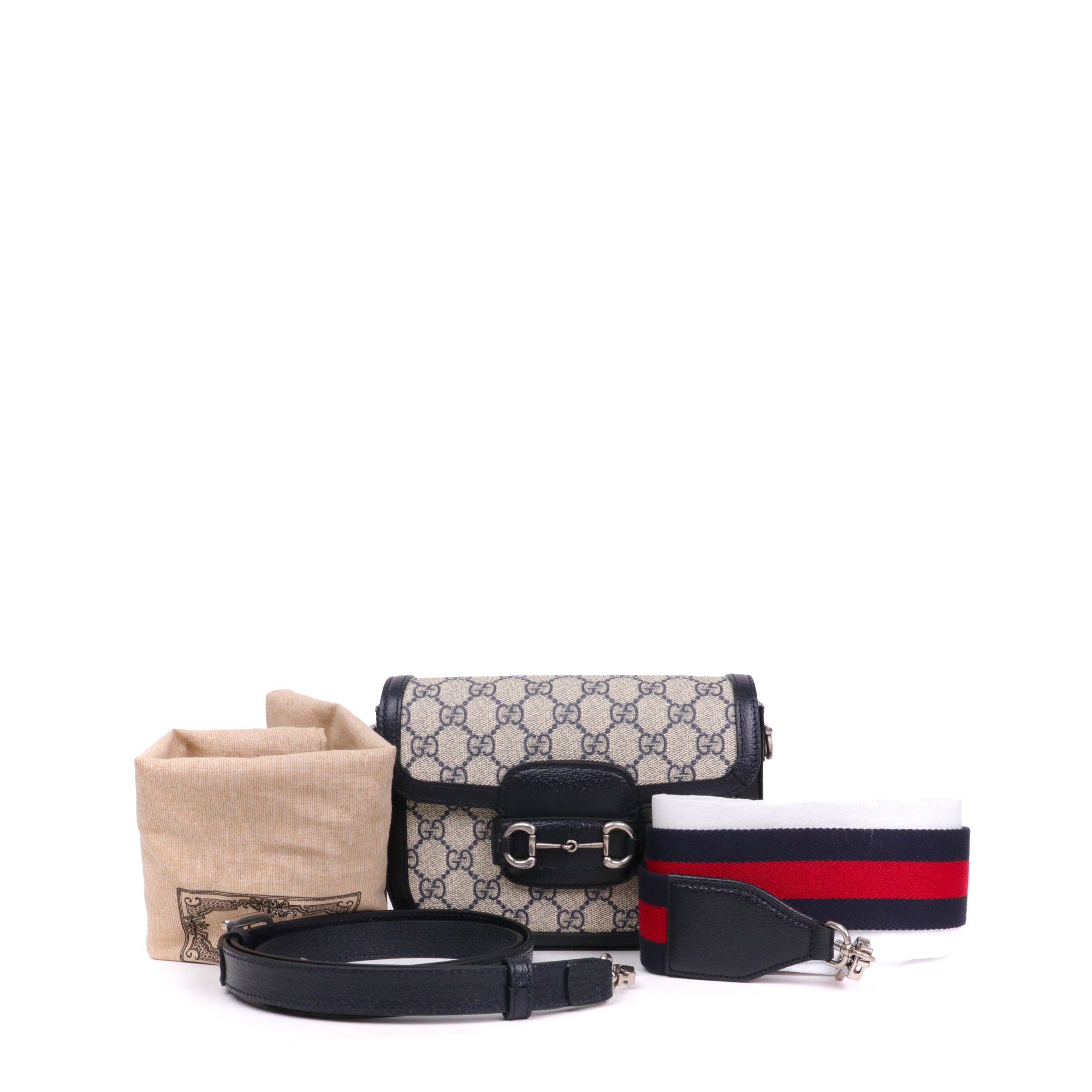 GUCCI - Sac à bandoulière Horsebit 1955 Gucci en toile monogrammée GG suprême bleu