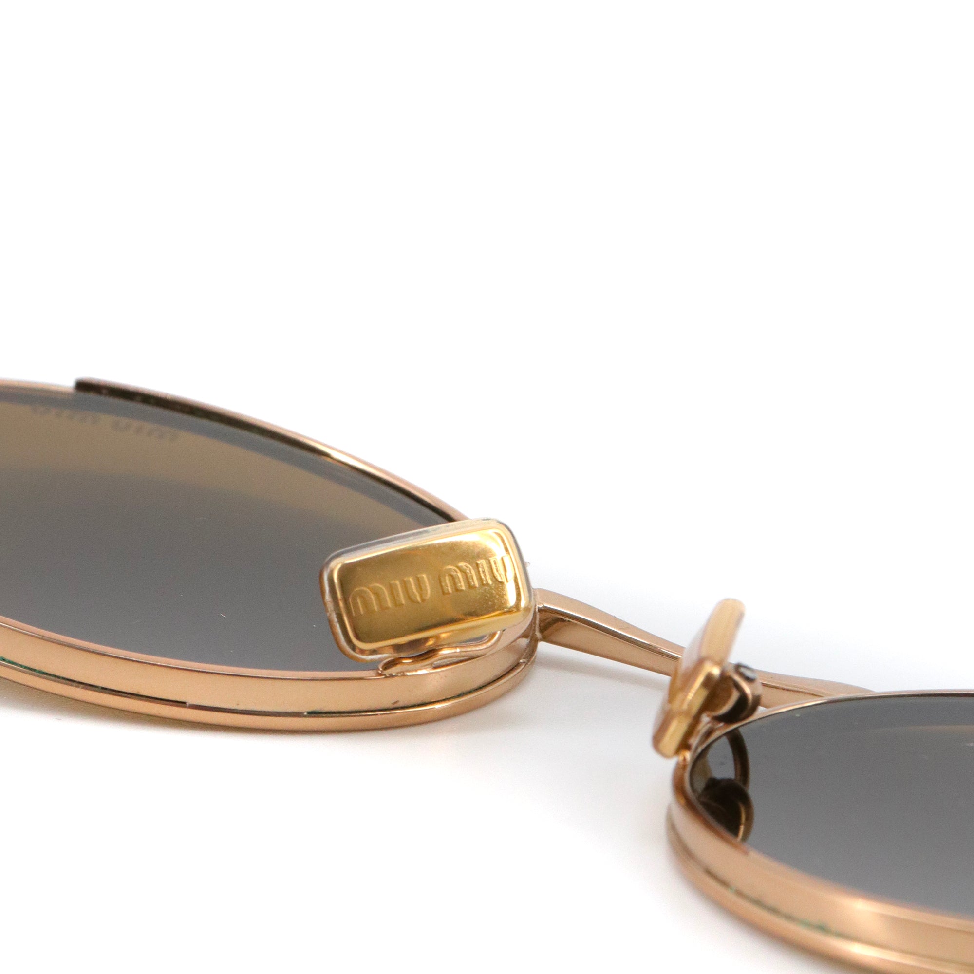 MIU MIU - Lunettes de soleil Logo MiuMiu en métal rose gold