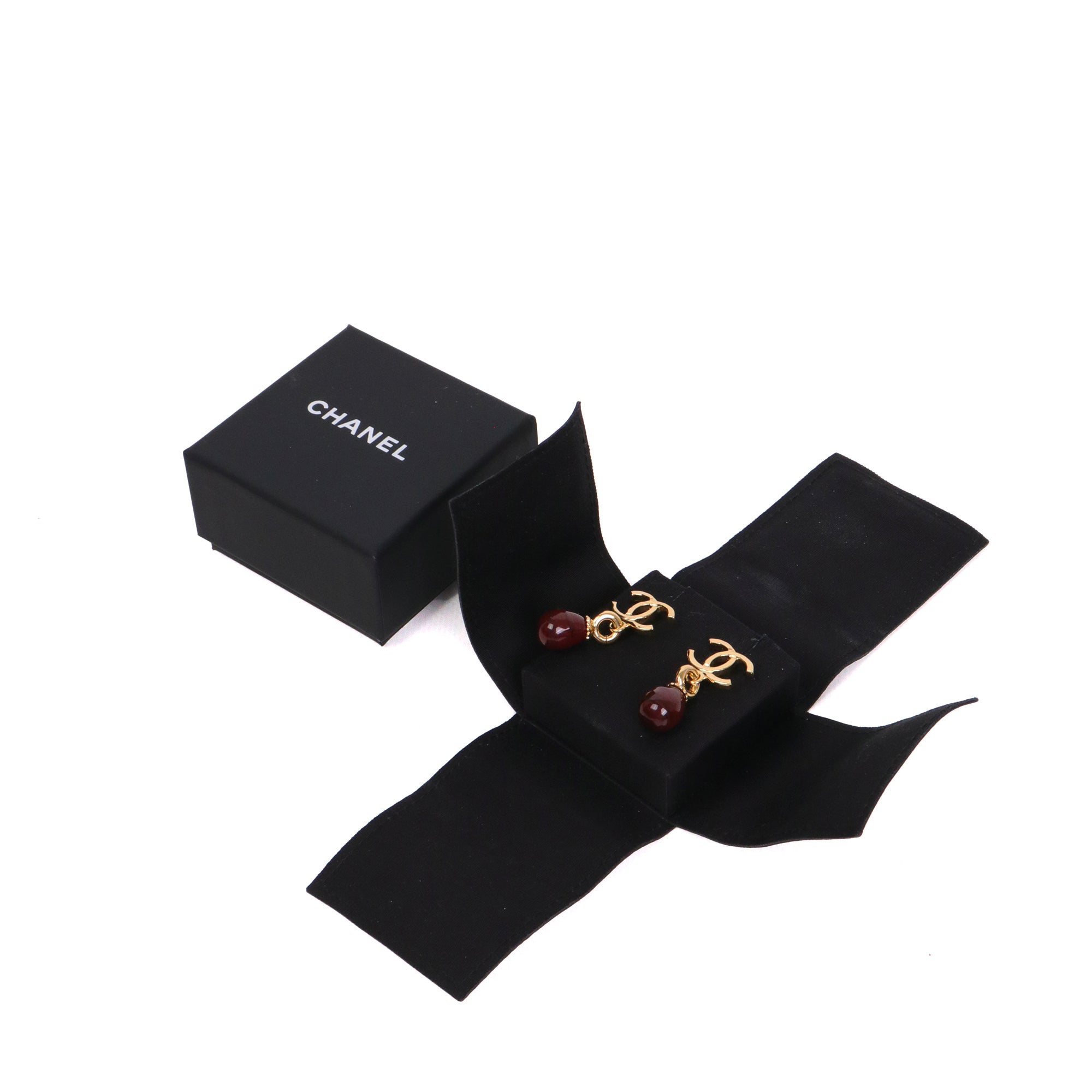 CHANEL - CC Chanel hoop earrings with champagne-colored rhinestones