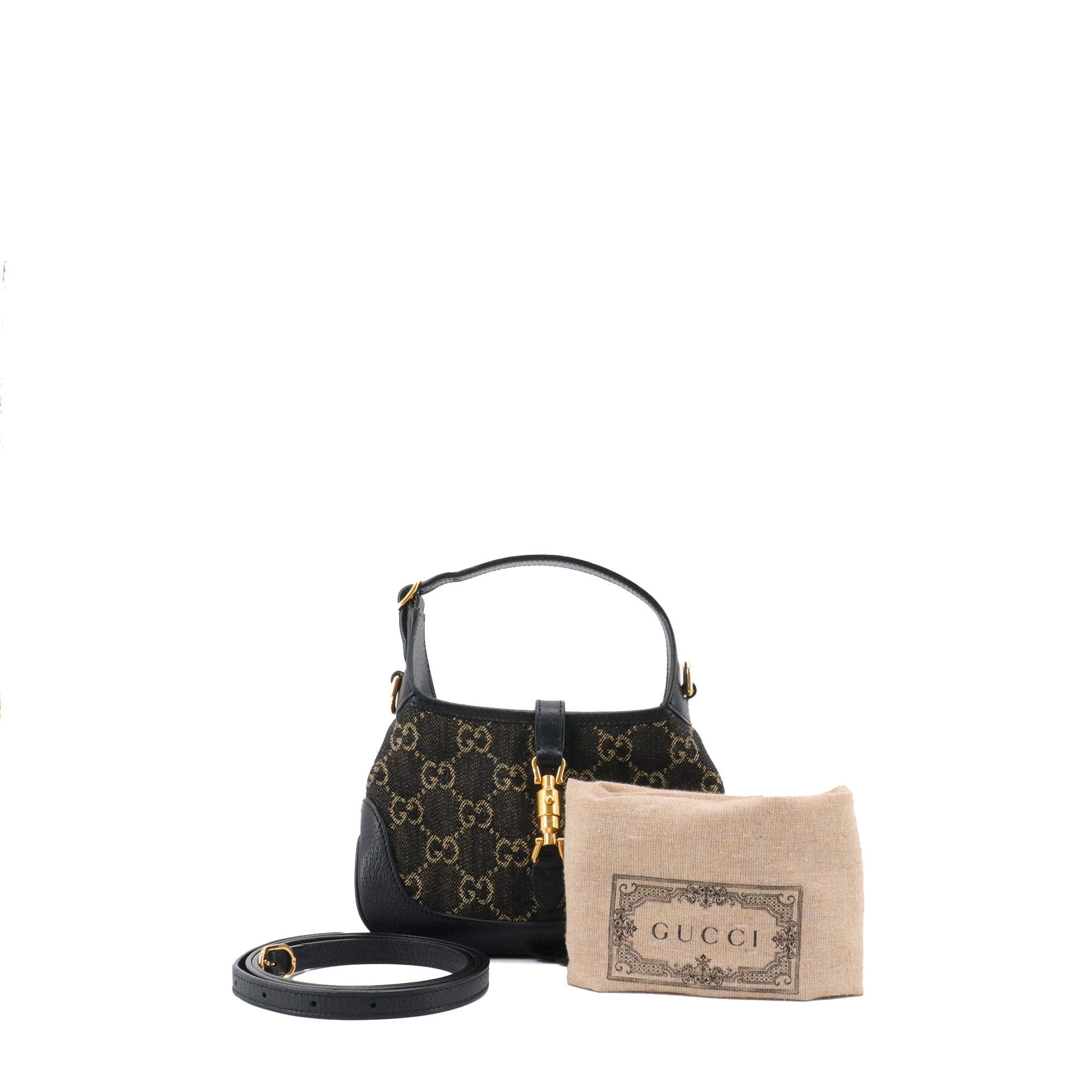 GUCCI - Sac à main Jackie mini Gucci en denim et cuir noir