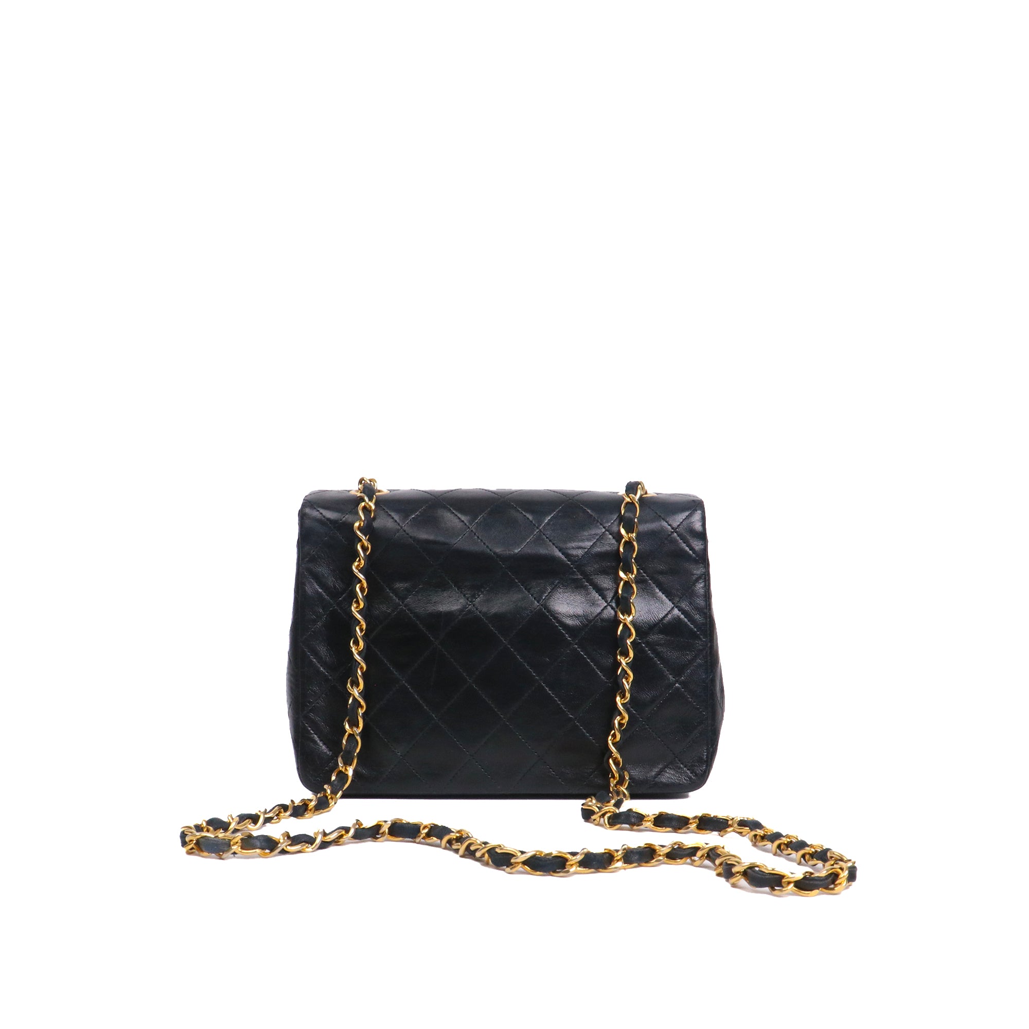 CHANEL - Sac à bandoulière Classique/Timeless Mini Square Chanel en cuir noir vintage