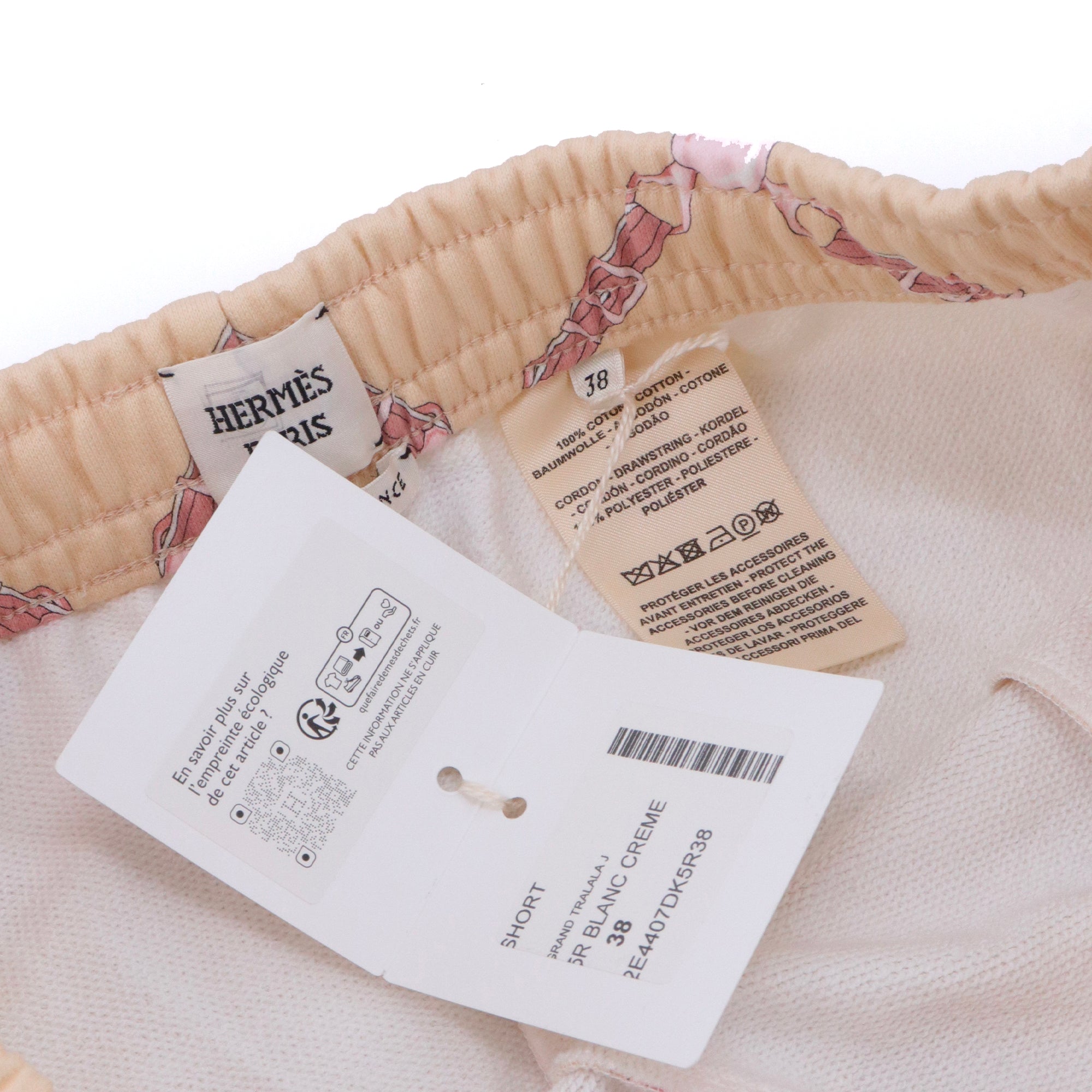 HERMÈS - Short Grandtralala Hermès en coton beige (T38)