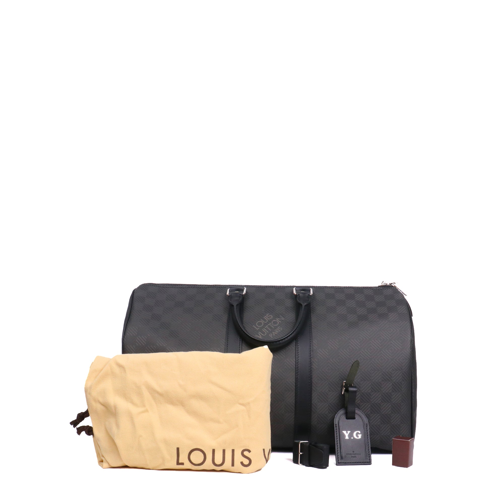 LOUIS VUITTON - Sac de voyage Keepall 45 Louis Vuitton en toile damier carbone