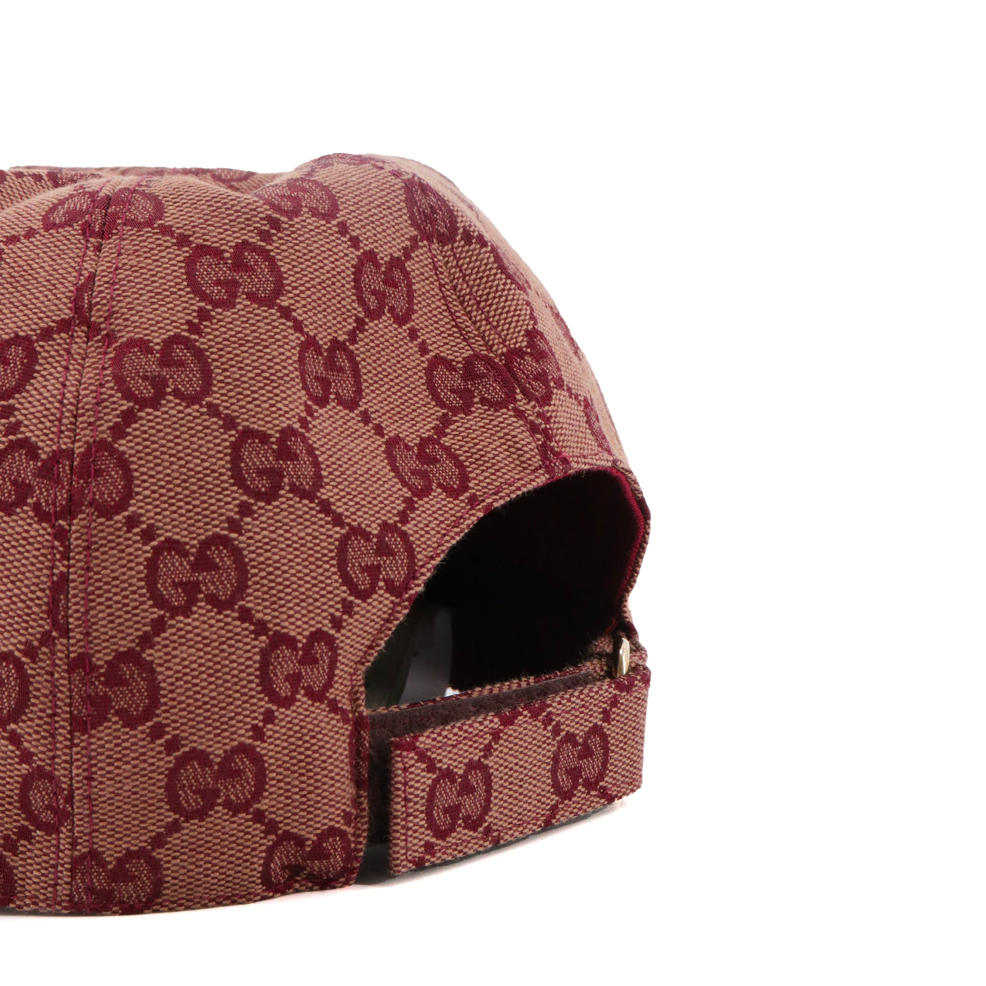 GUCCI - Casquette GG Gucci en toile et cuir bordeaux (L)