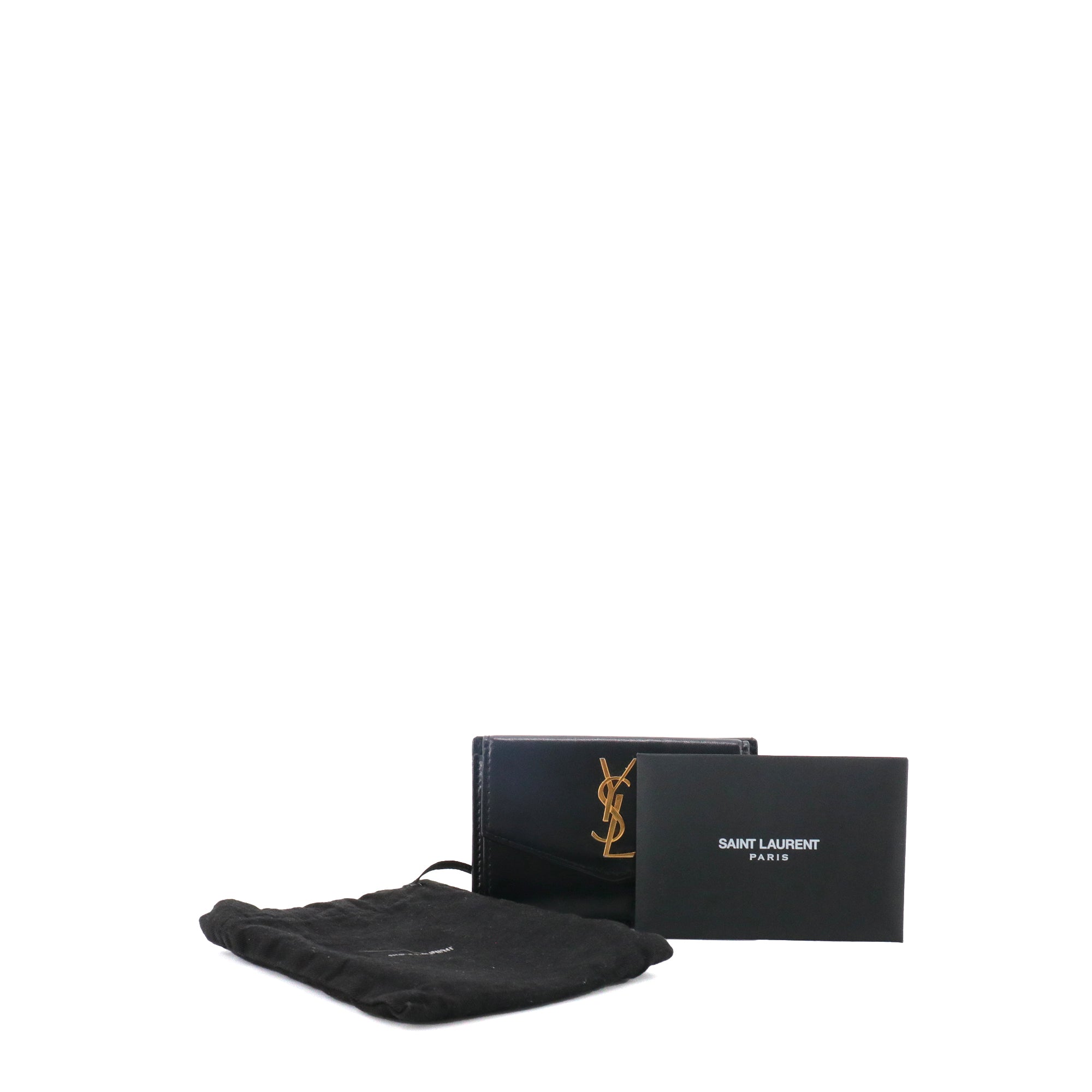 SAINT LAURENT - Porte-cartes Uptown Saint Laurent en cuir noir