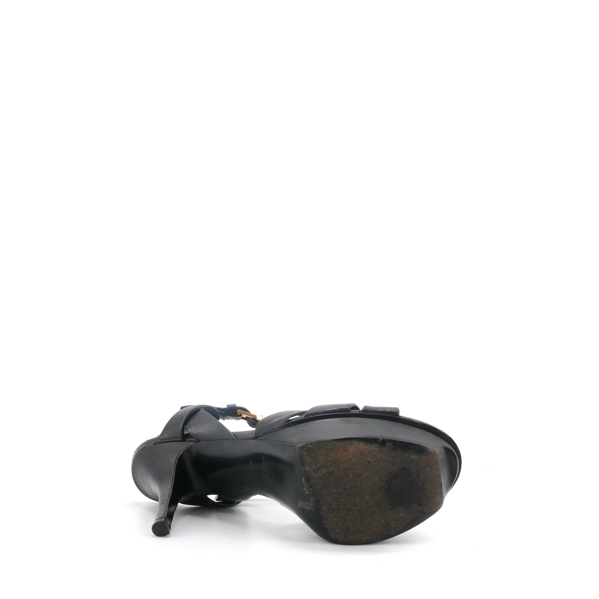 SAINT LAURENT - Sandales à plateforme Tribute Saint Laurent en cuir noir (T36.5)