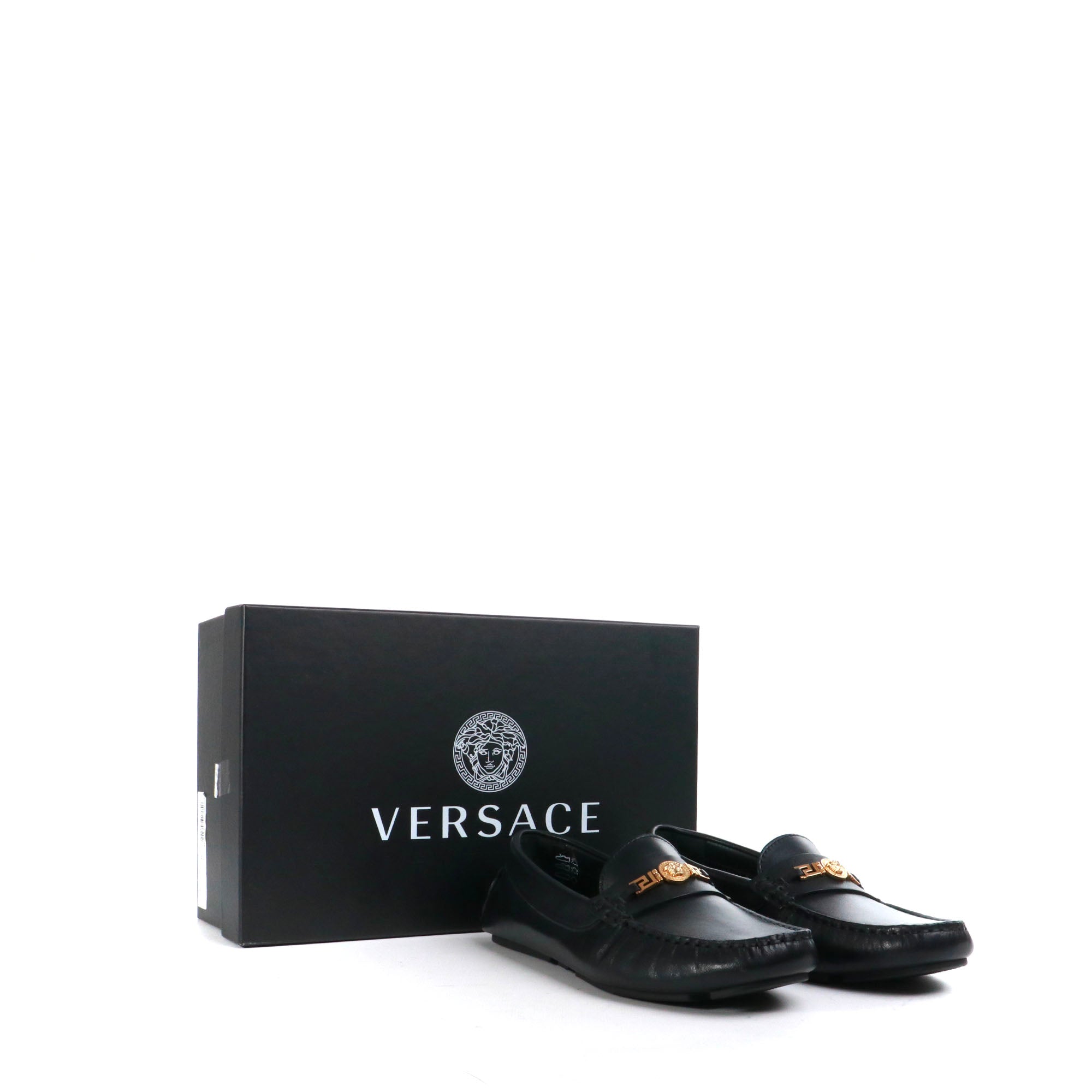 VERSACE - Mocassins Medaillon Versace en cuir noir (T37)