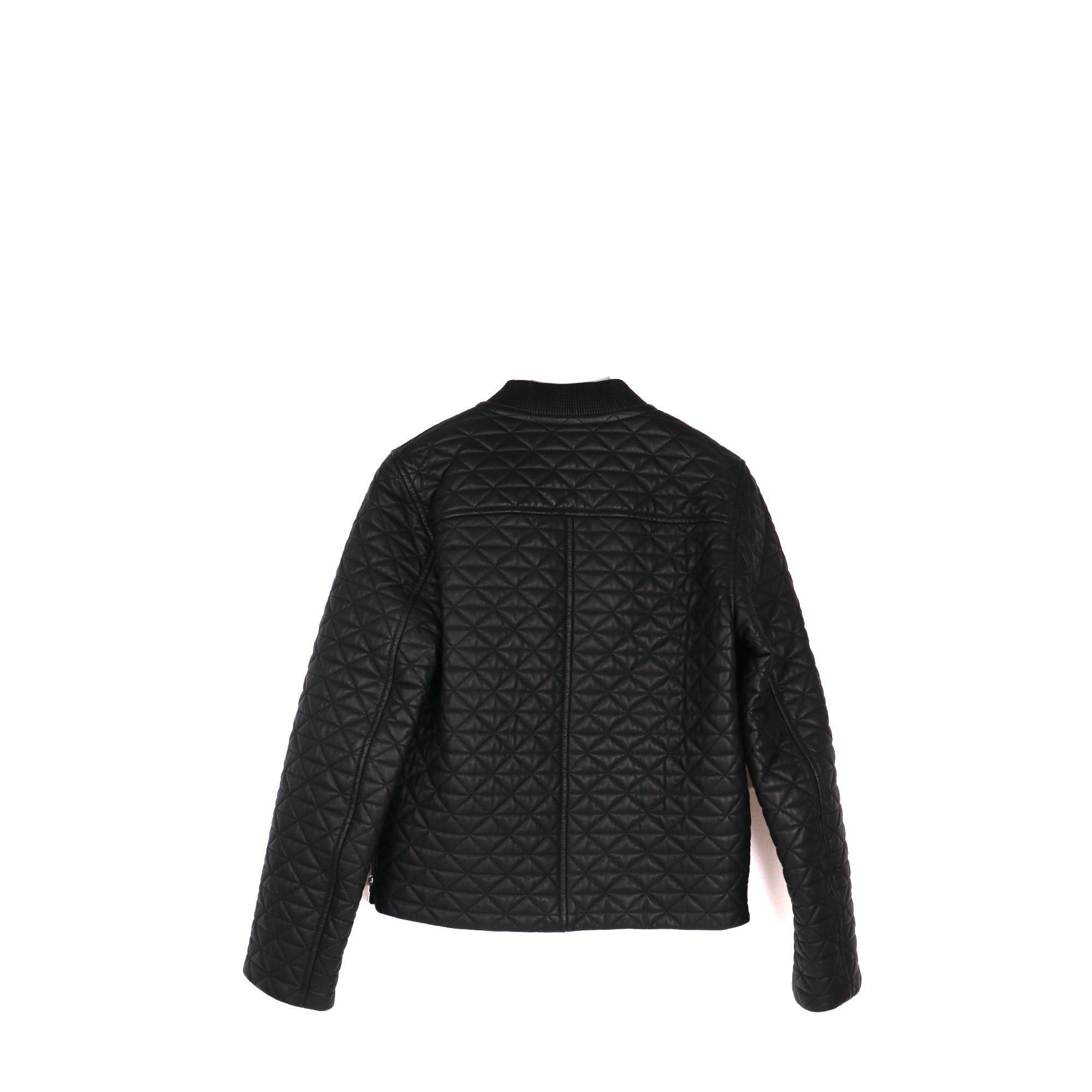 HERMÈS - Blouson Hermès en cuir matelassé noir (T34)