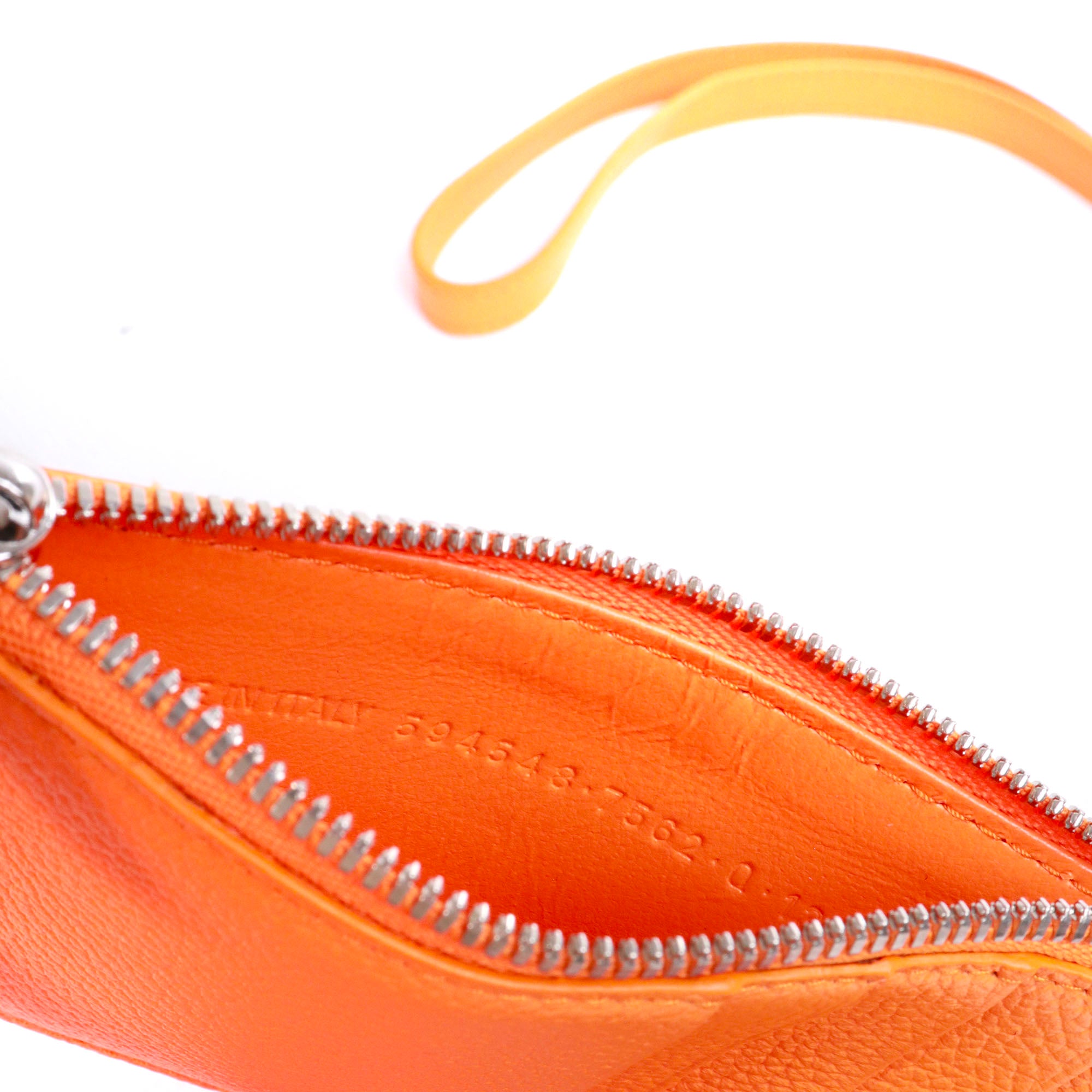 BALENCIAGA - Balenciaga coin purse in orange grained leather