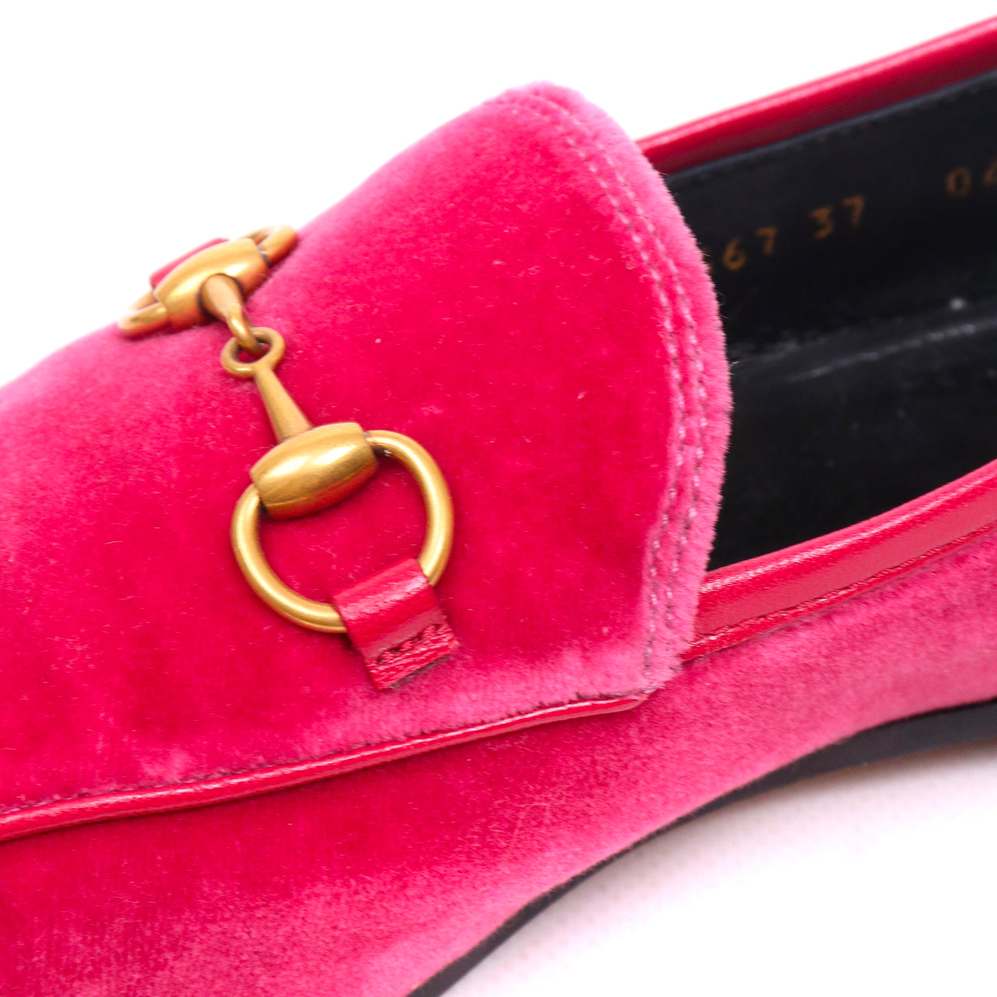 GUCCI - Mocassins Jordaan Gucci en velours fuchsia (T37)
