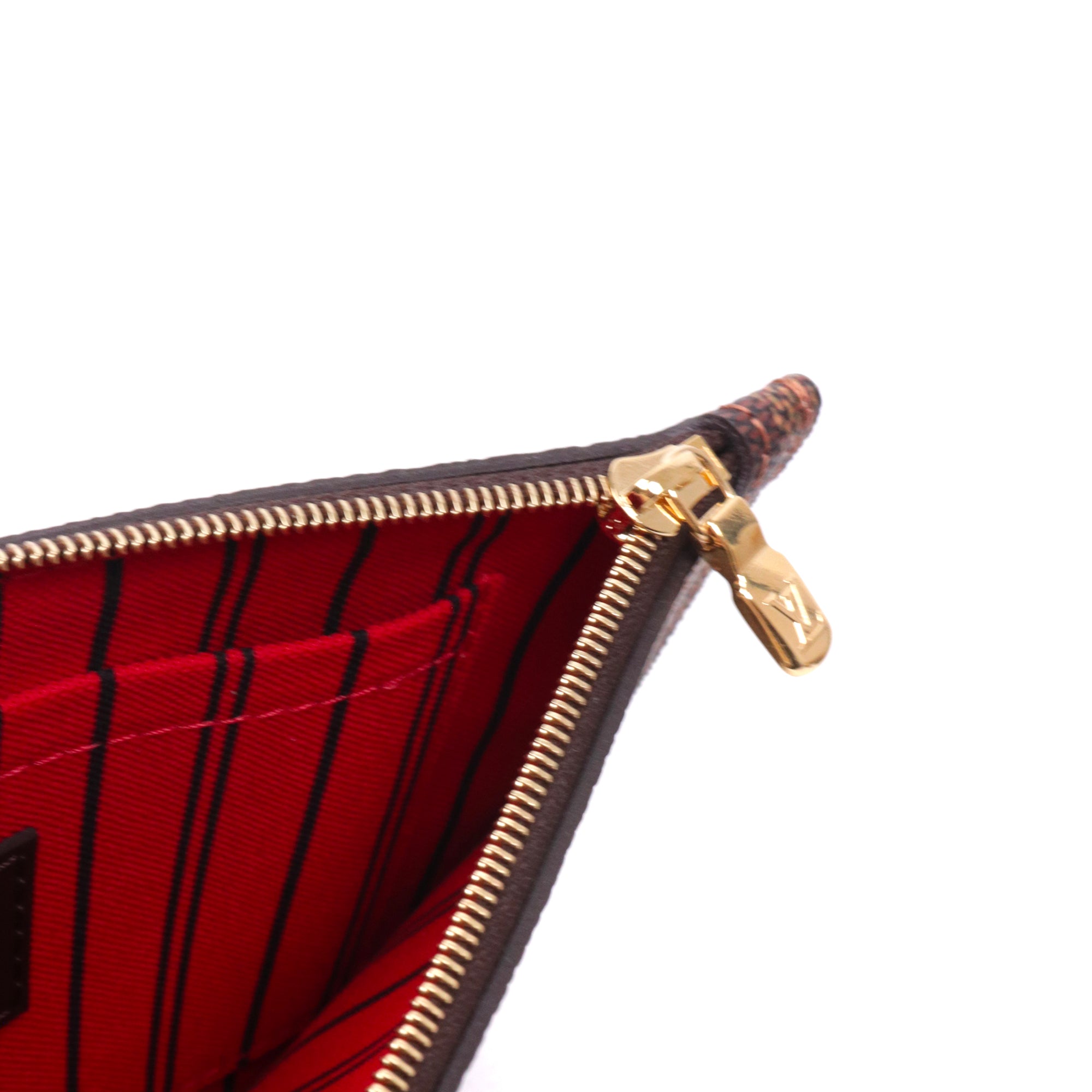 LOUIS VUITTON - Pochette Neverfull Louis Vuitton en toile damier ébène