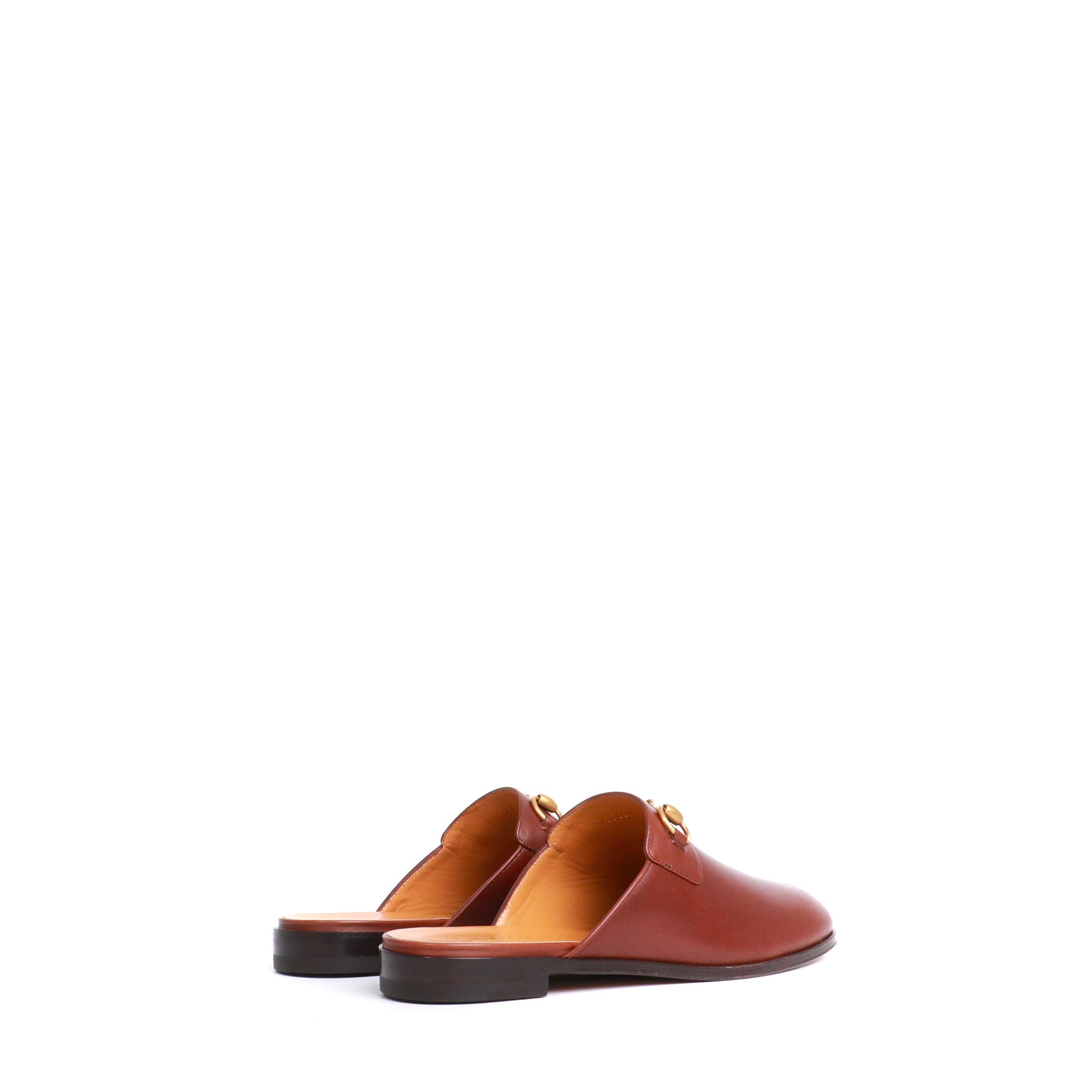 GUCCI - Mules Mors Gucci en cuir lisse marron (T42)
