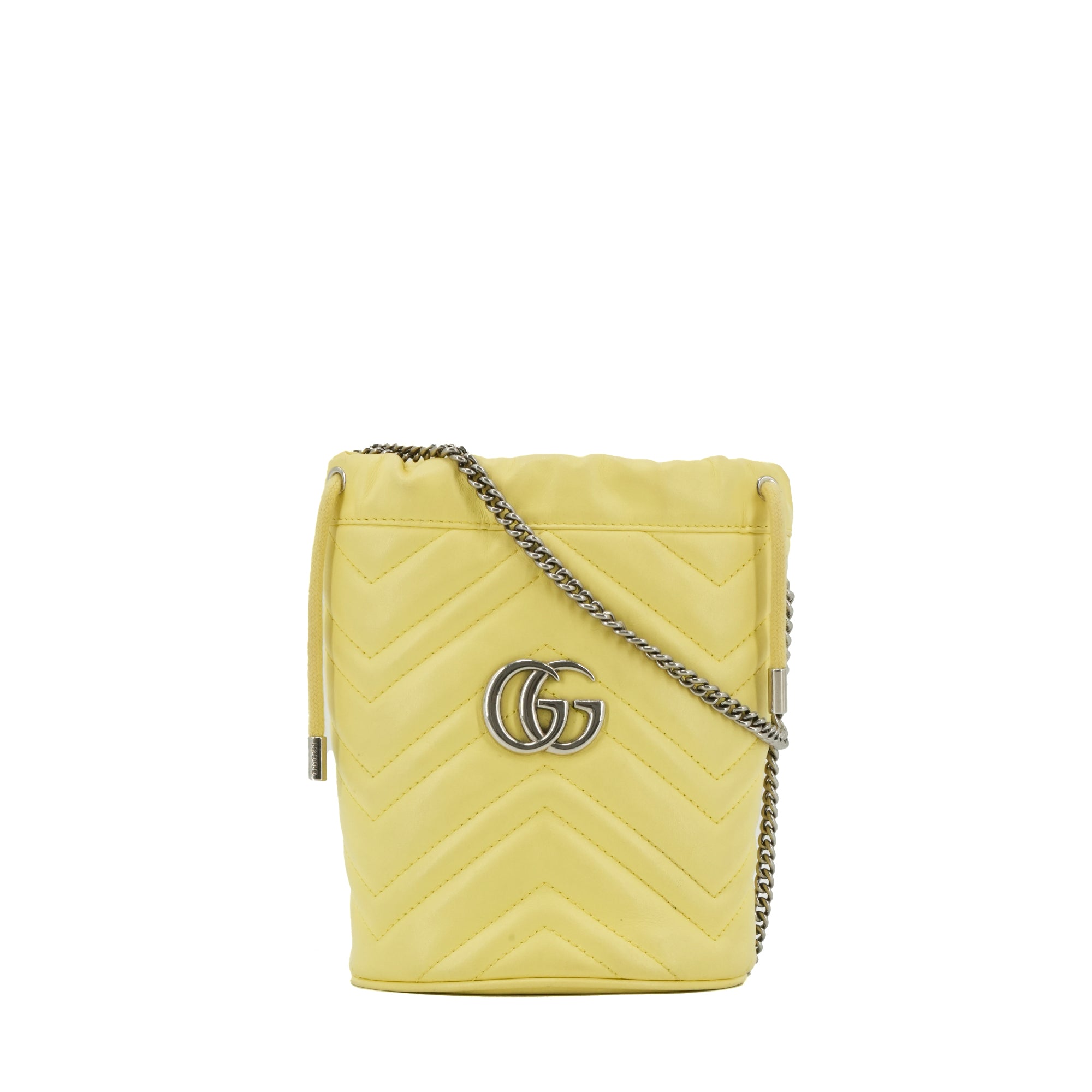 GUCCI - Sac à bandoulière Seau GG Marmont Gucci matelassé en cuir jaune pastel