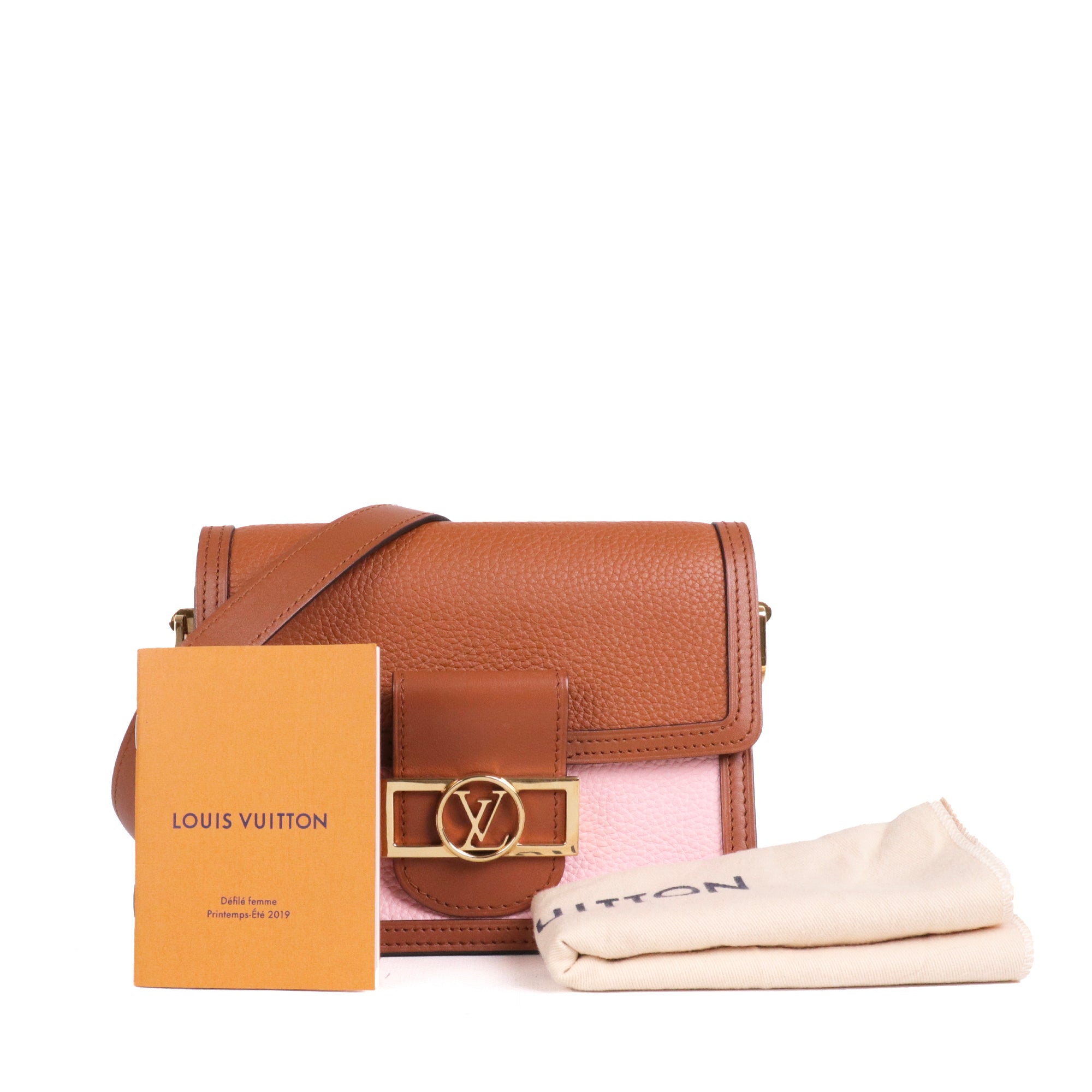 LOUIS VUITTON - Sac à bandoulière Dauphine mini Louis Vuitton en cuir grainé bicolore