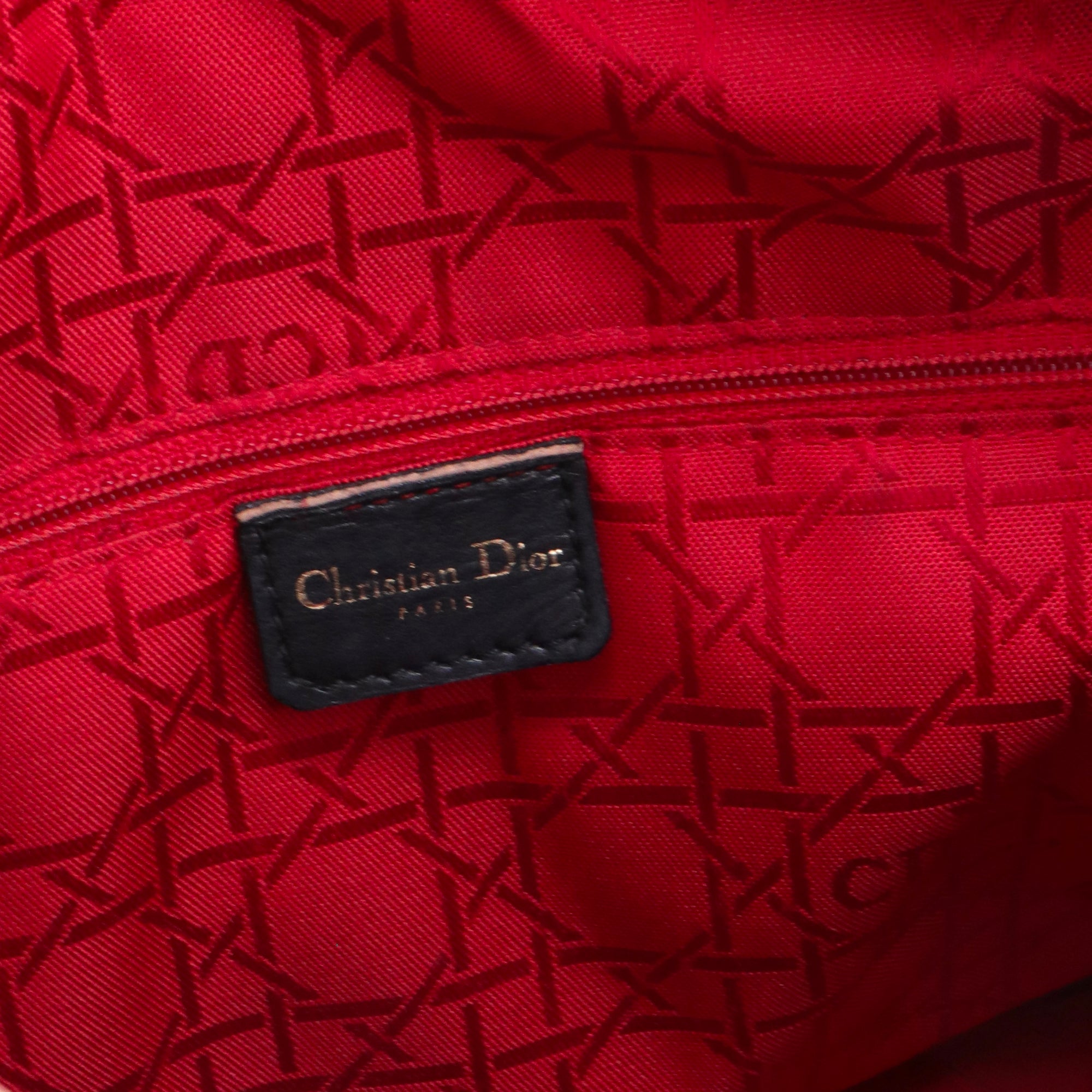 DIOR - Sac à main Lady Dior large en cuir cannage noir vintage