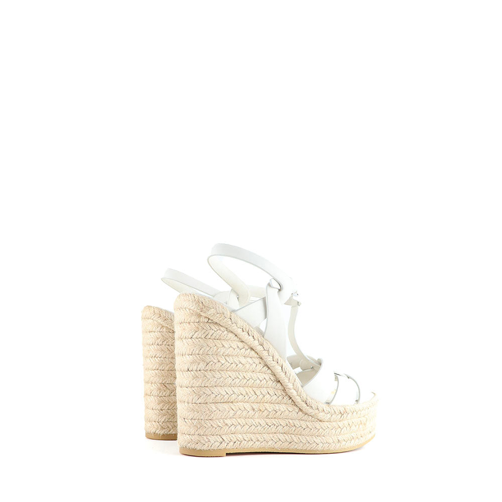 SAINT LAURENT - Sandales compensées Tribute en cuir (T39)