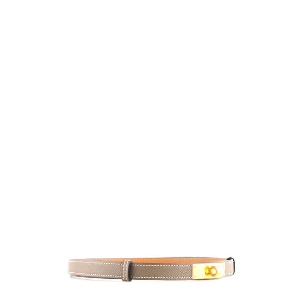 HERMÈS - Ceinture Kelly 18 en cuir epsom étoupe