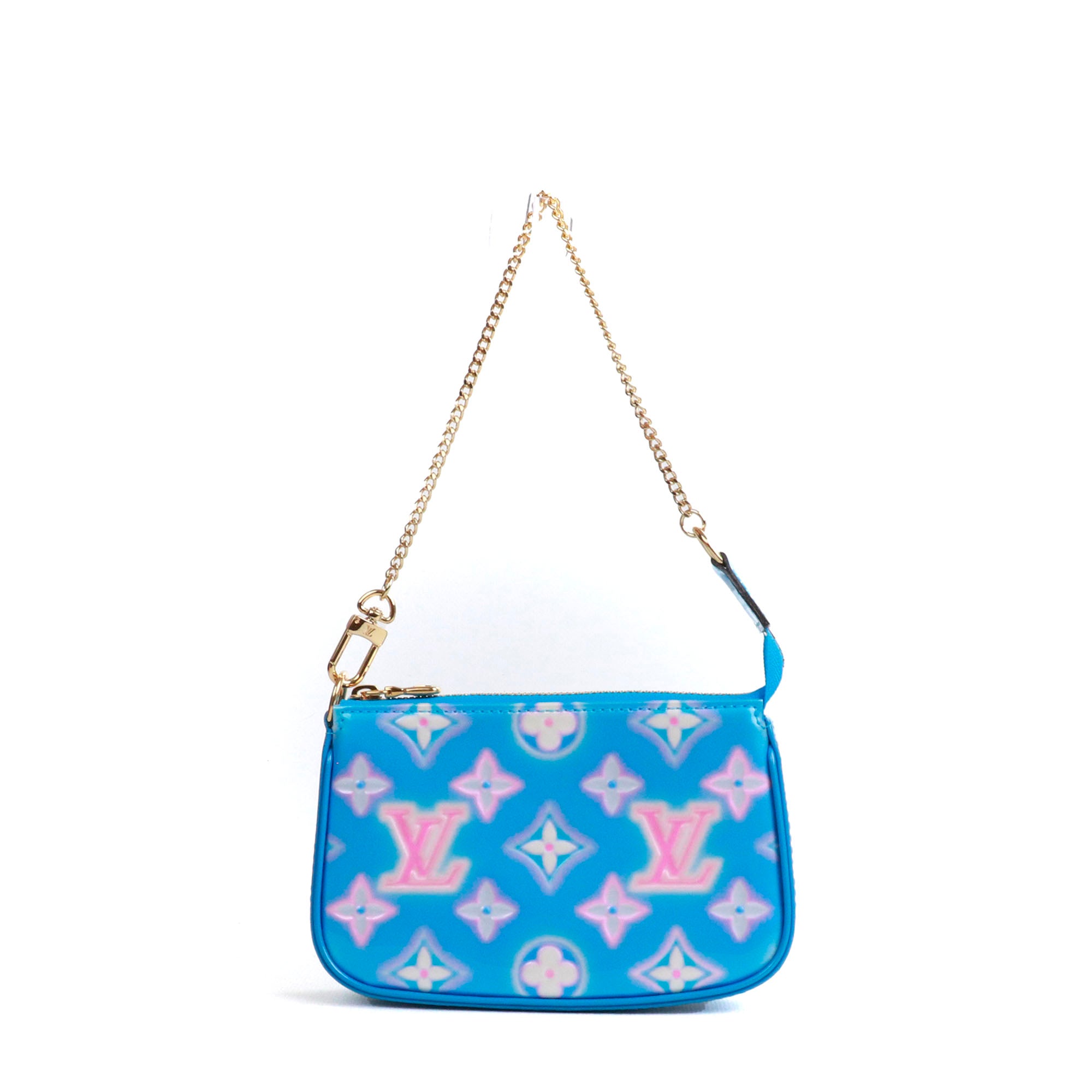 LOUIS VUITTON - Sac Pochette Accessoire Mini Louis Vuitton édition limitée en cuir verni bleu