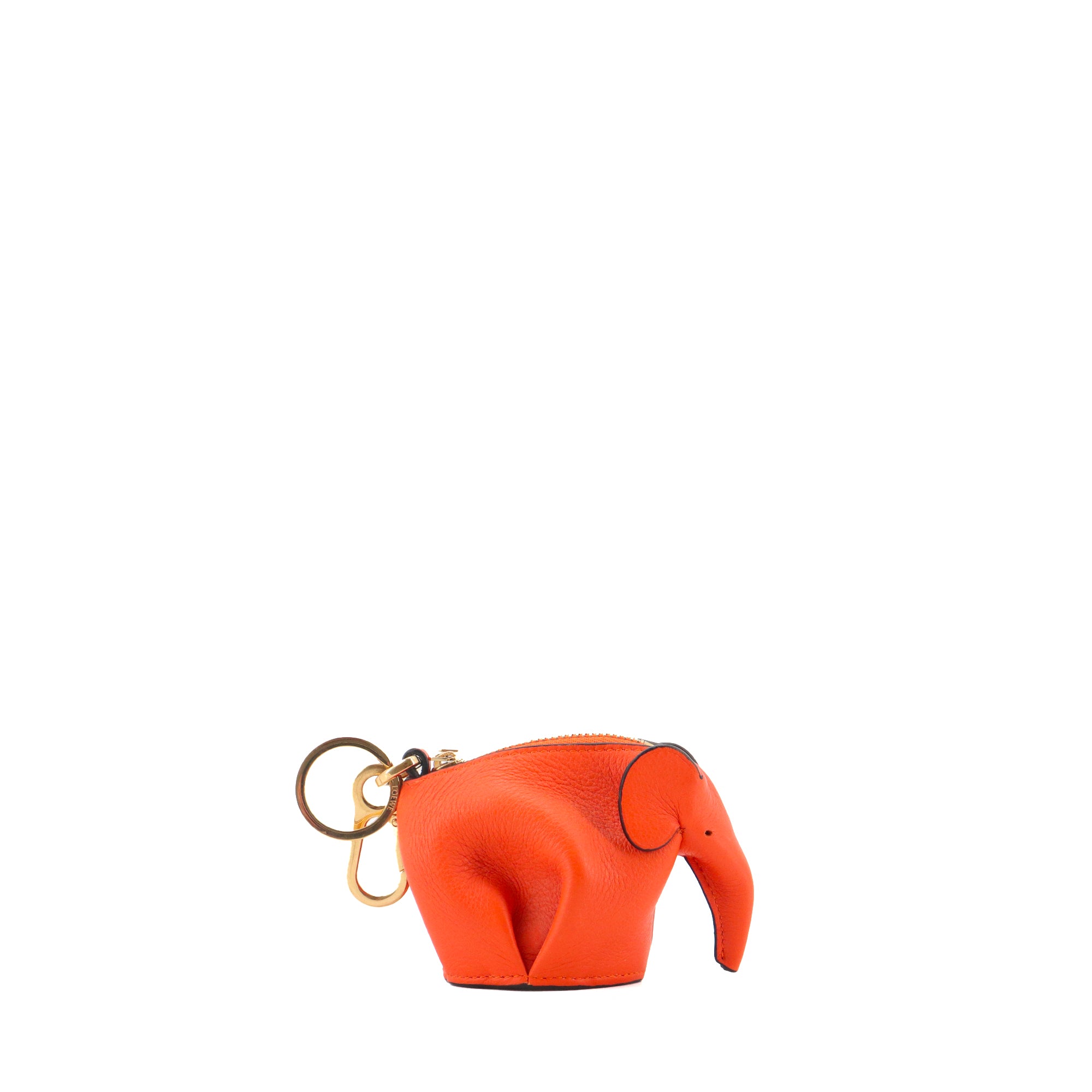 LOEWE - Porte clés et monnaie Elephant Loewe en cuir de veau orange