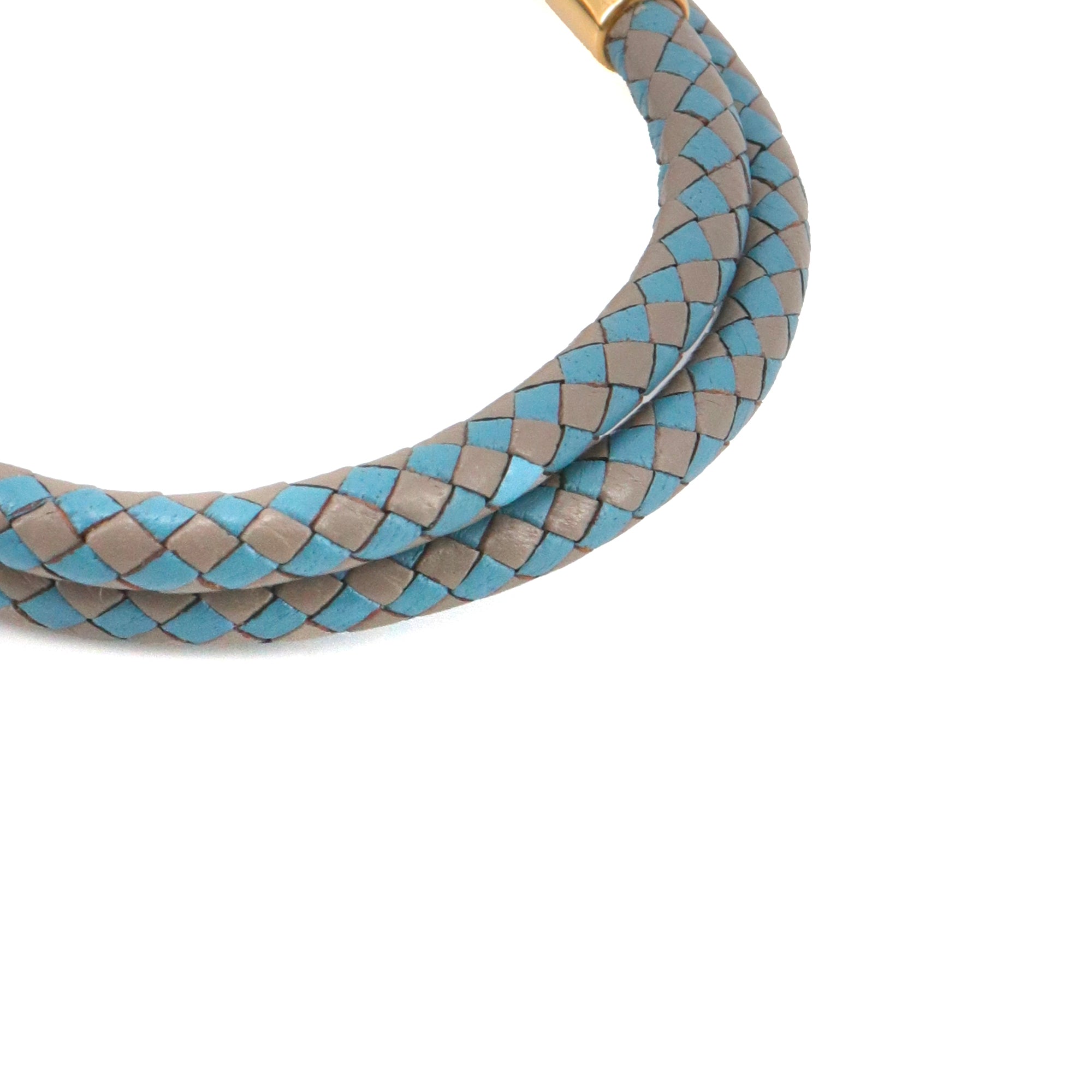 HERMÈS - Jumbo H bracelet in leather and canvas (T3)