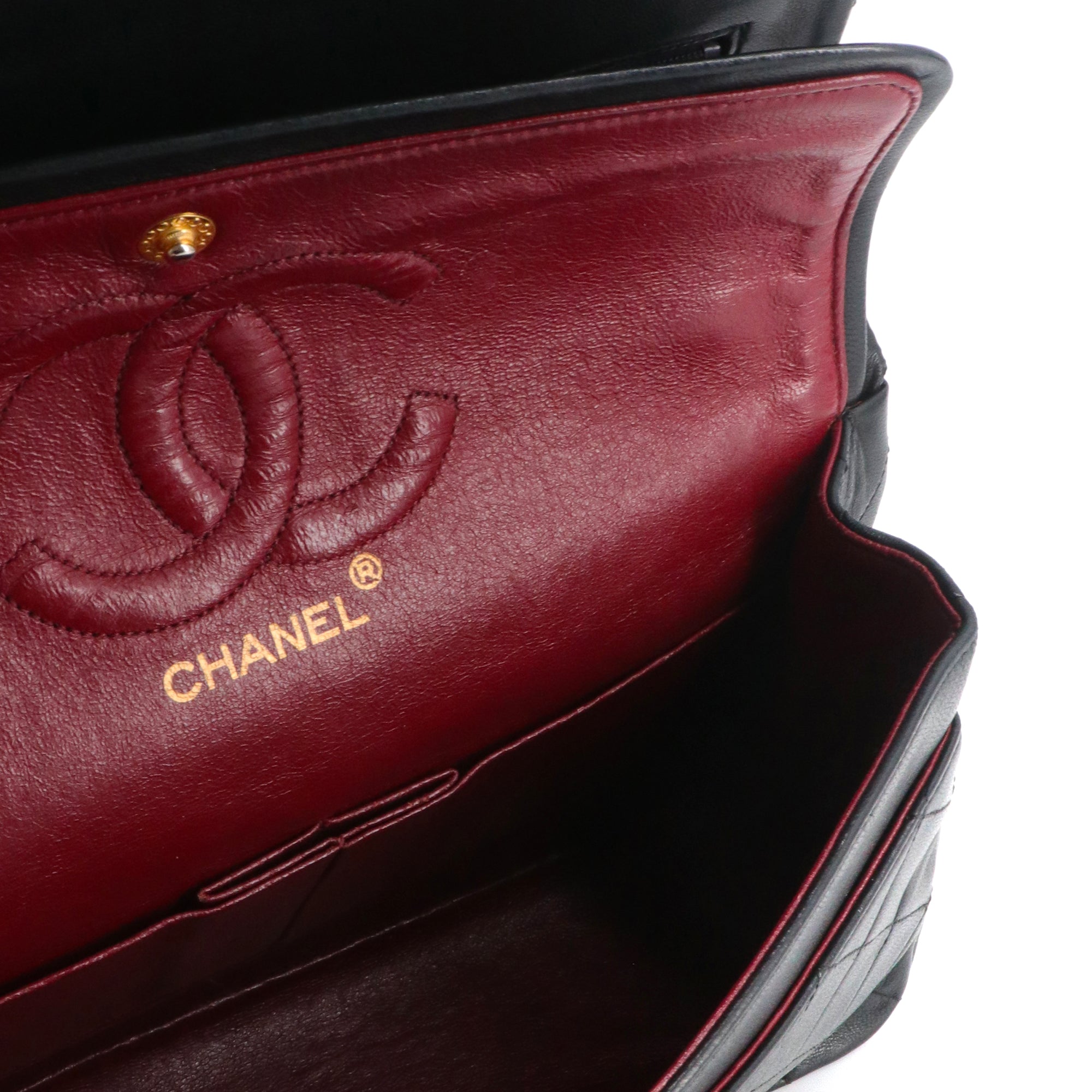 CHANEL - Sac à main Classique/Timeless Chanel 11.12 double flap Chanel en cuir lisse noir vintage