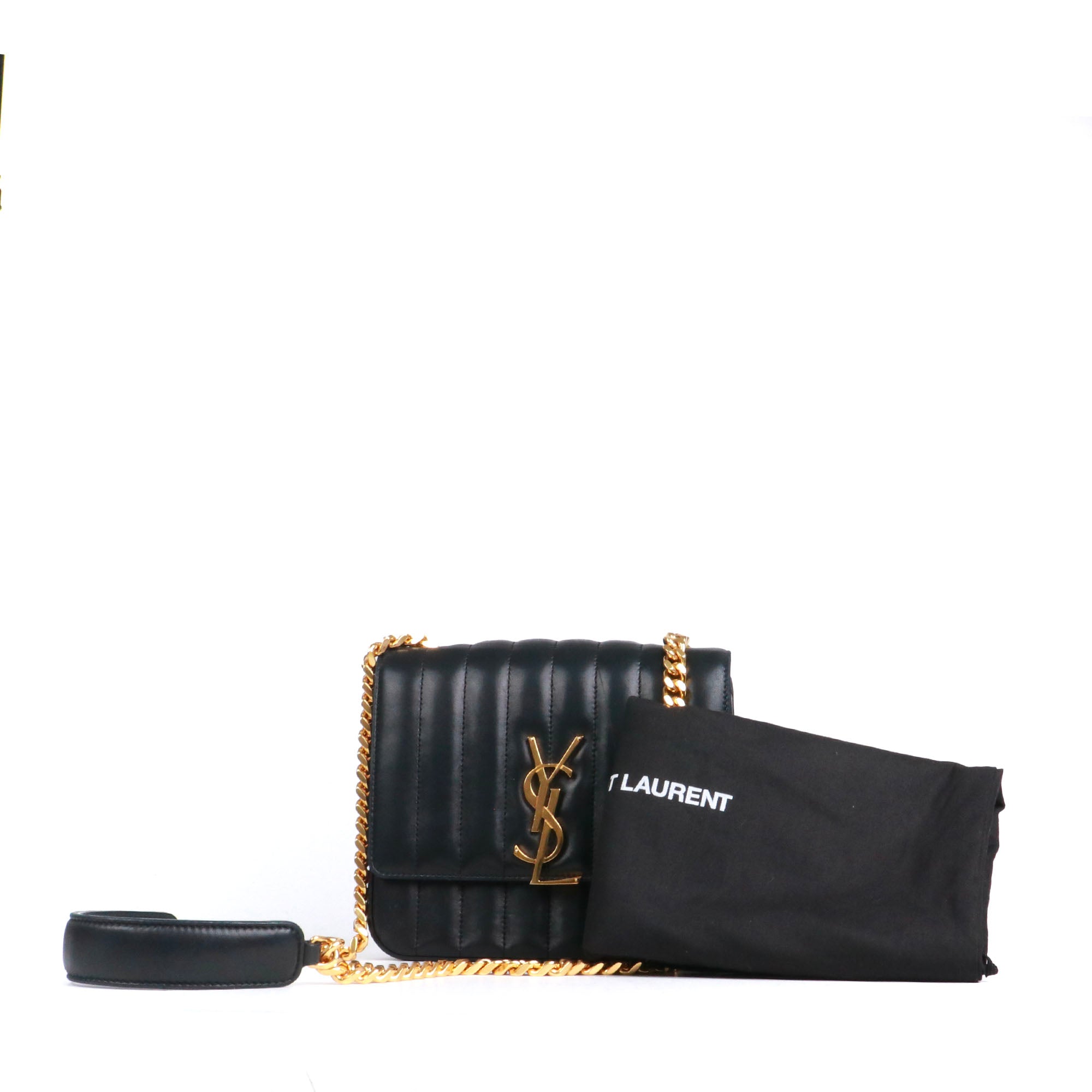 SAINT LAURENT - Sac à bandoulière Vicky Saint Laurent en cuir lisse noir