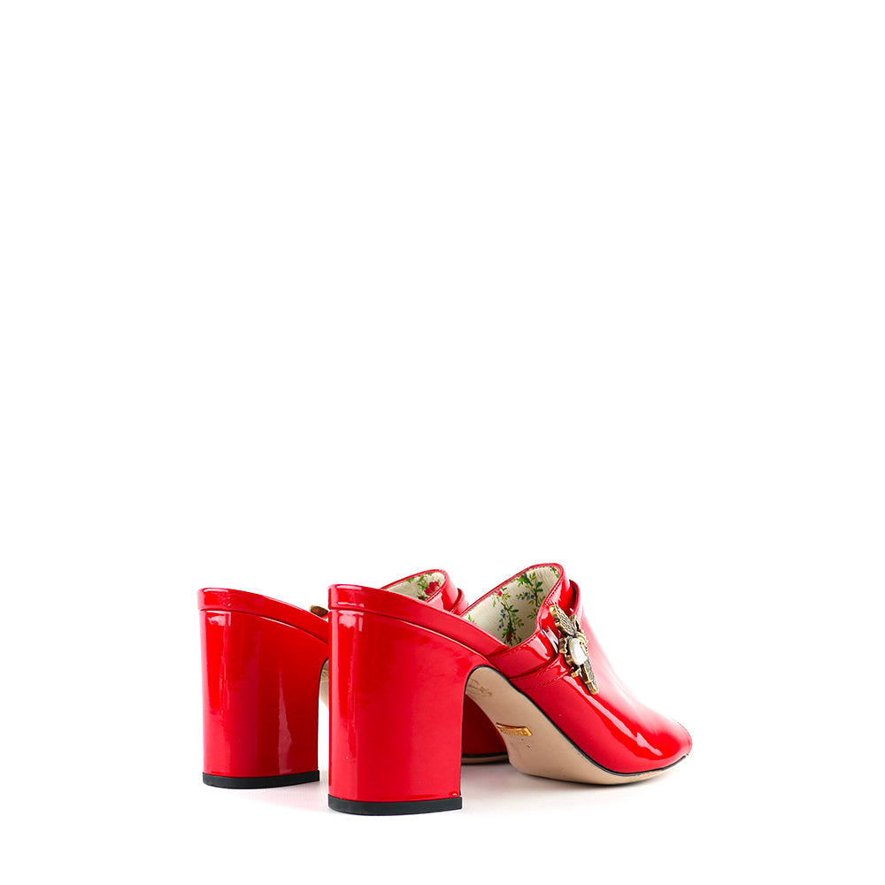 GUCCI - Sandales à talon en cuir verni rouge (T39)