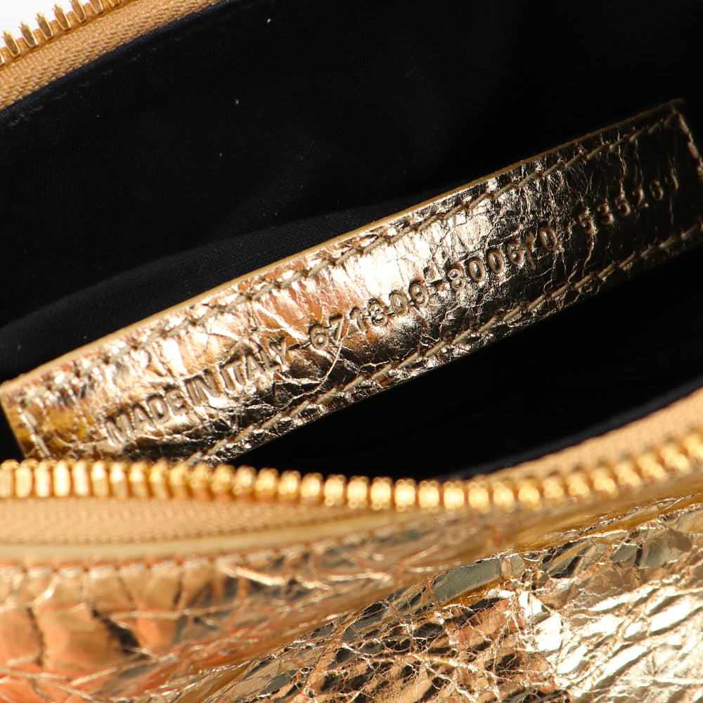 BALENCIAGA - Cagole XS rhinestone shoulder bag in gold leather
