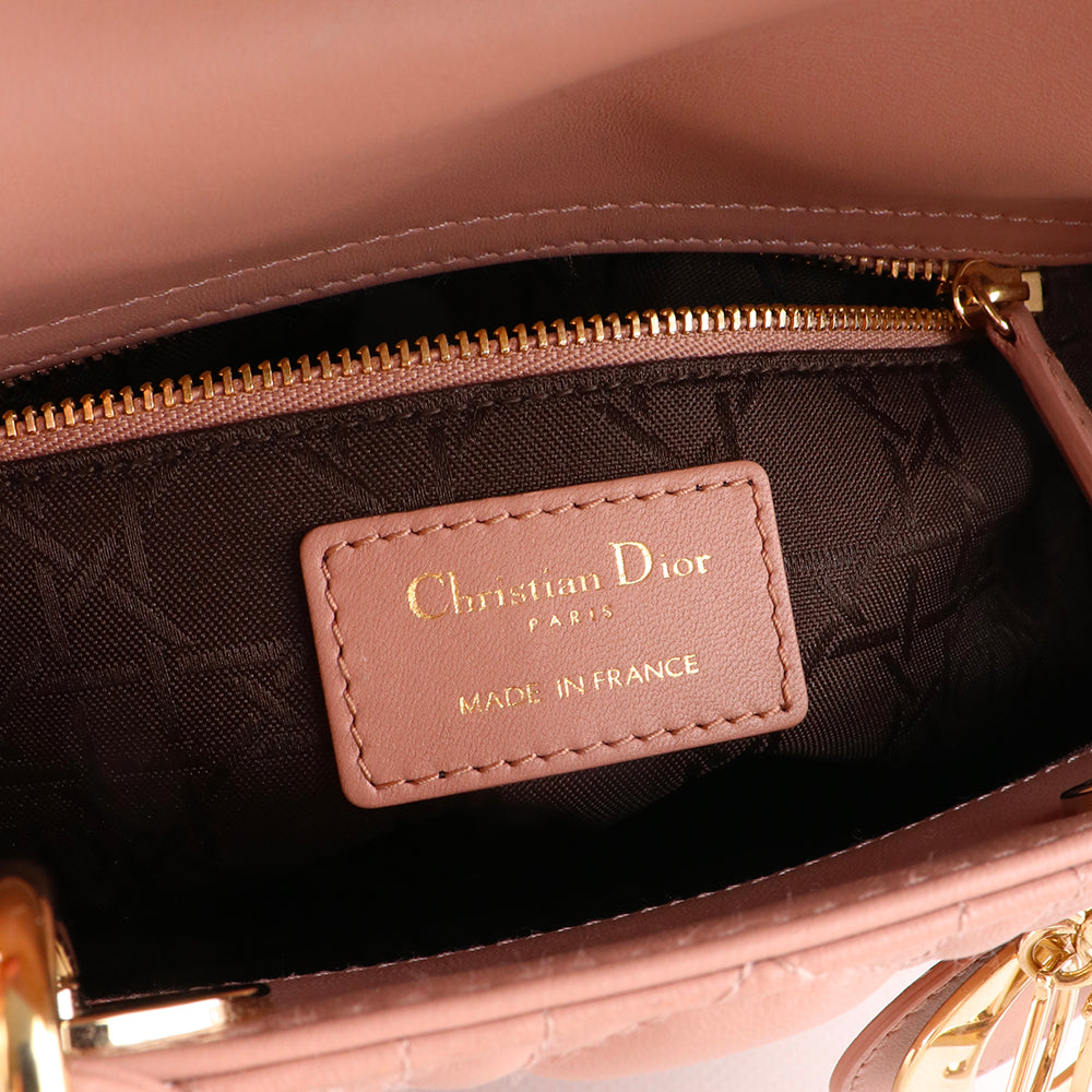 DIOR - Sac à bandoulière Lady Dior My ABCDior small en cuir rose nude