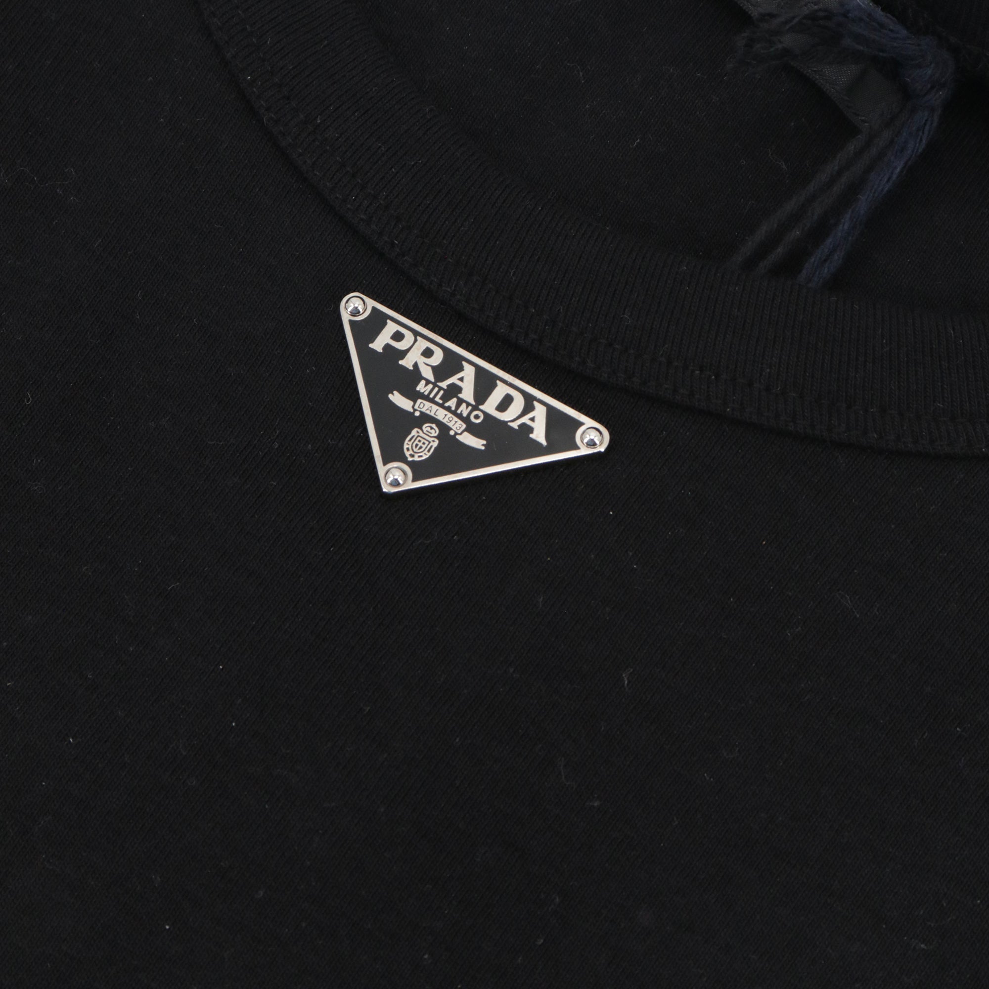 PRADA - Tee-shirt droit Prada en coton noir (L)