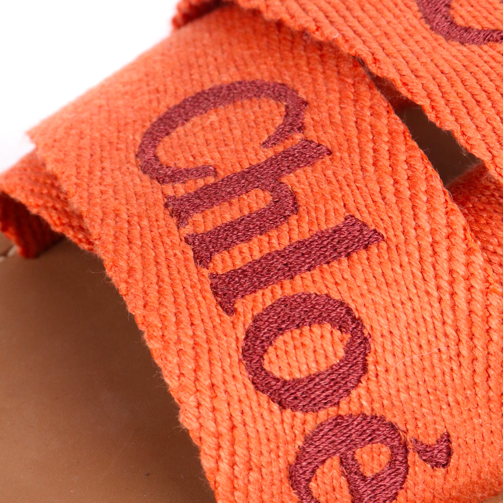 CHLOÉ - Sandales plates Woody Chloé en toile orange (T39)