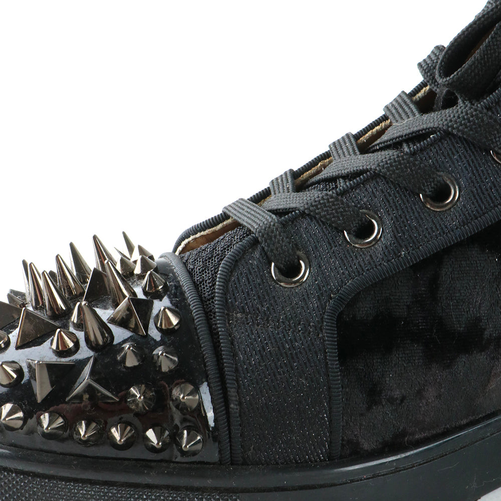 LOUBOUTIN - High-top sneakers with studs in black velvet (T41.5)