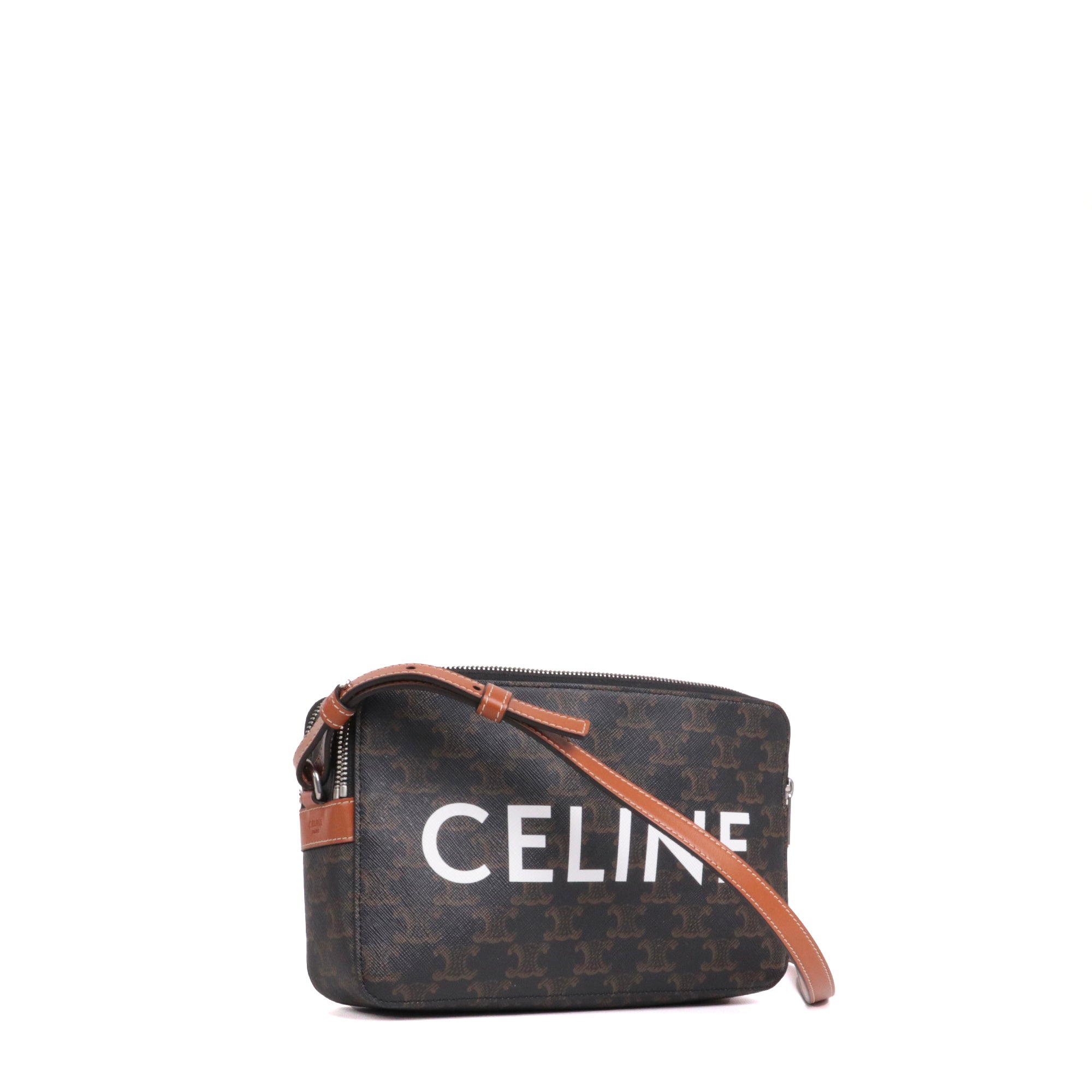CELINE - Sac à bandoulière Messenger Double Zip Celine en cuir et toile enduite