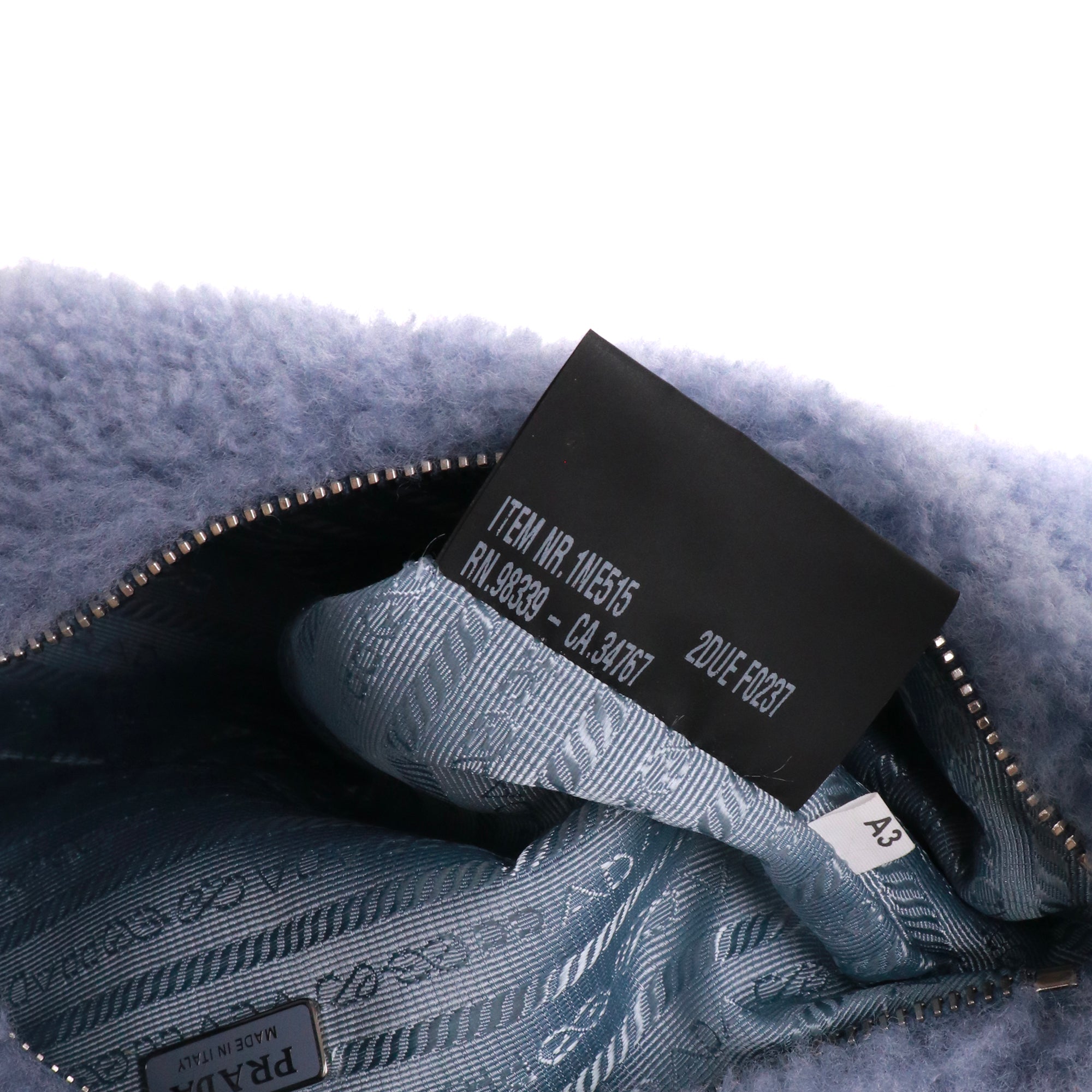 PRADA - Sac à épaule Re-Édition 2000 mini Prada en laine bleu