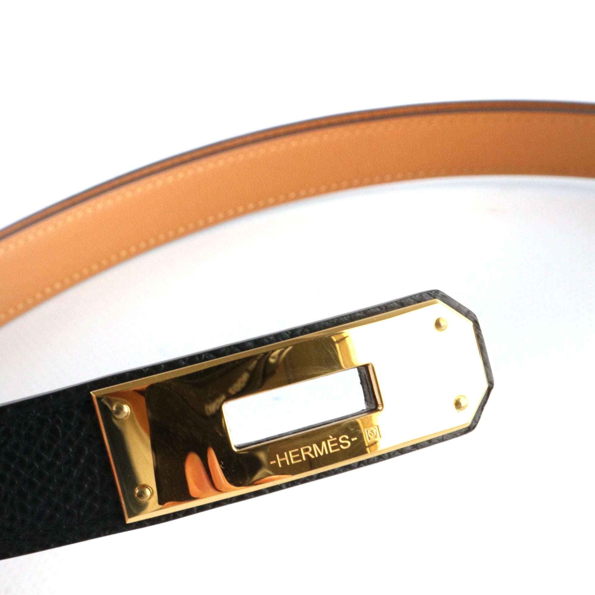 HERMÈS - Ceinture Kelly 18 en cuir Epsom noir