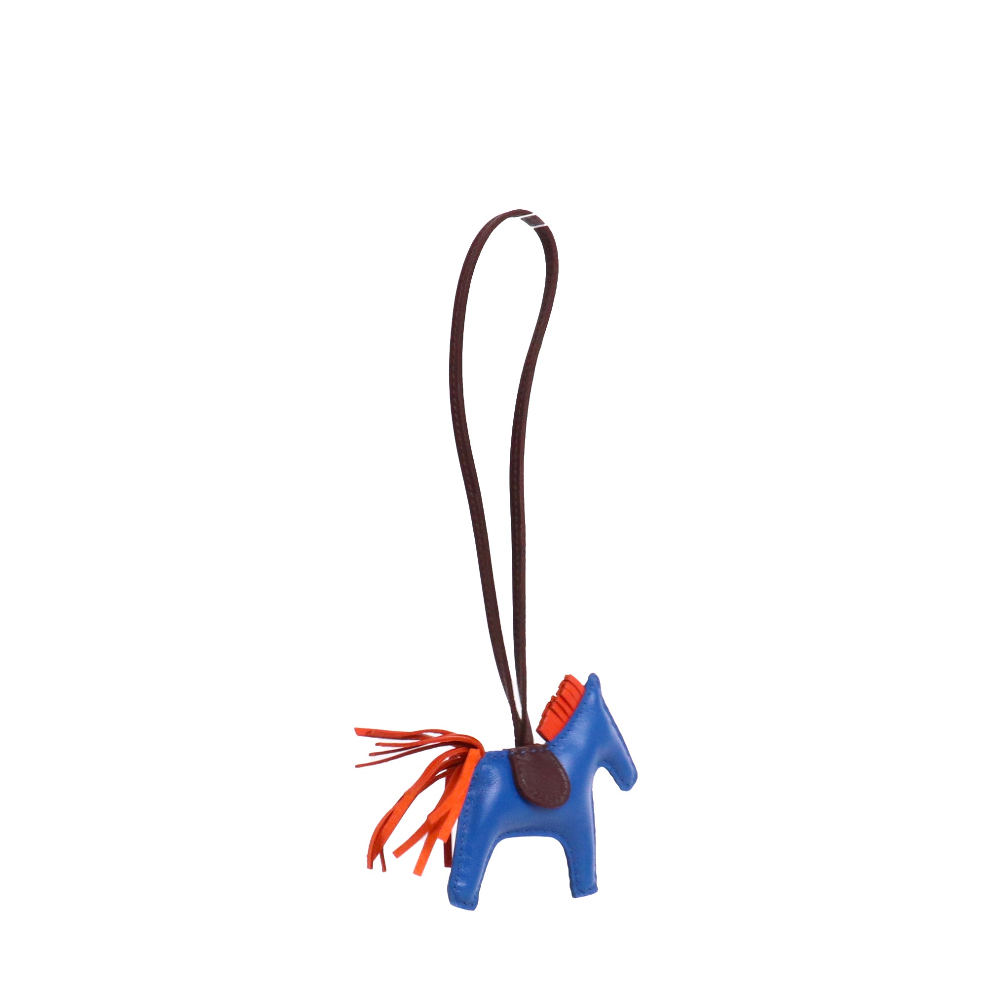 HERMÈS - Bijoux de sac Rodéo PM Hermès en cuir bleu