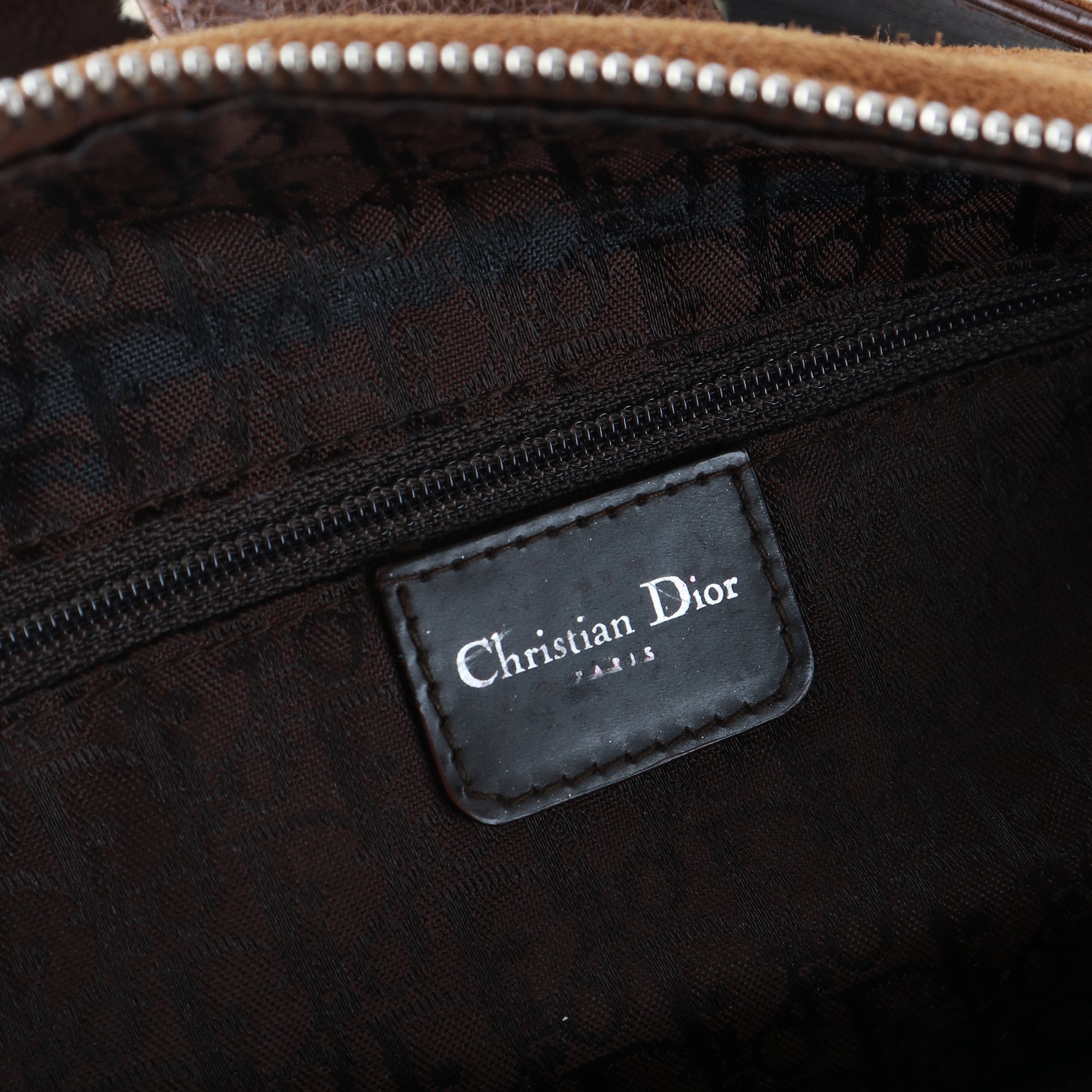 DIOR - Sac à main Flight en mouton retourné marron vintage