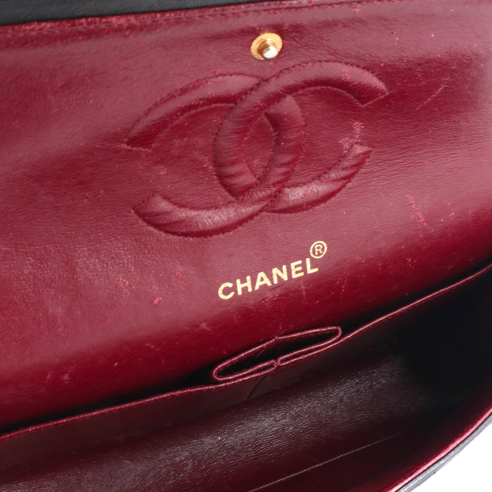 CHANEL - Sac à main Classique/Timeless Chanel 11.12 double flap Chanel en cuir lisse noir vintage