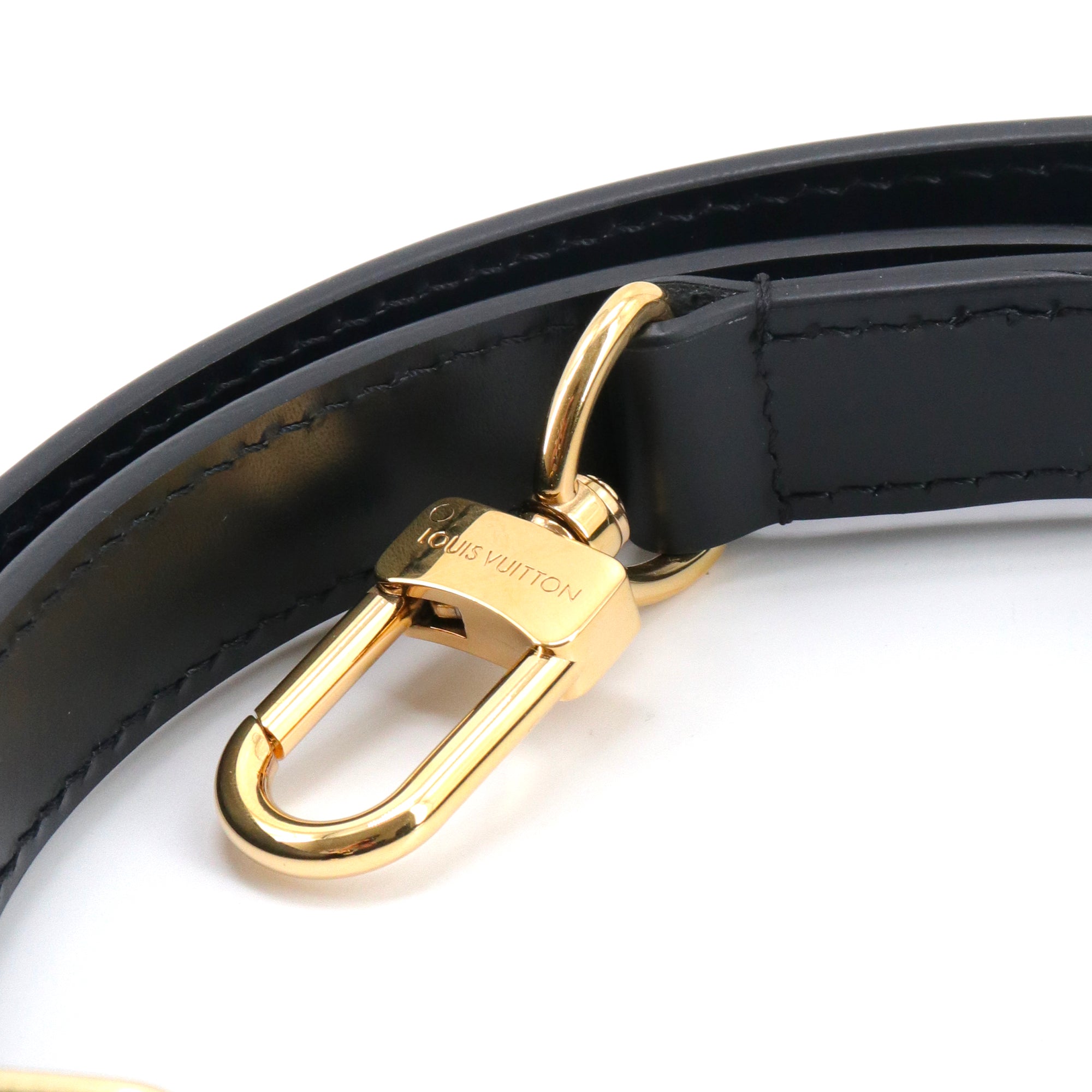 LOUIS VUITTON - Bandoulière de sac réglable Louis Vuitton en cuir noir