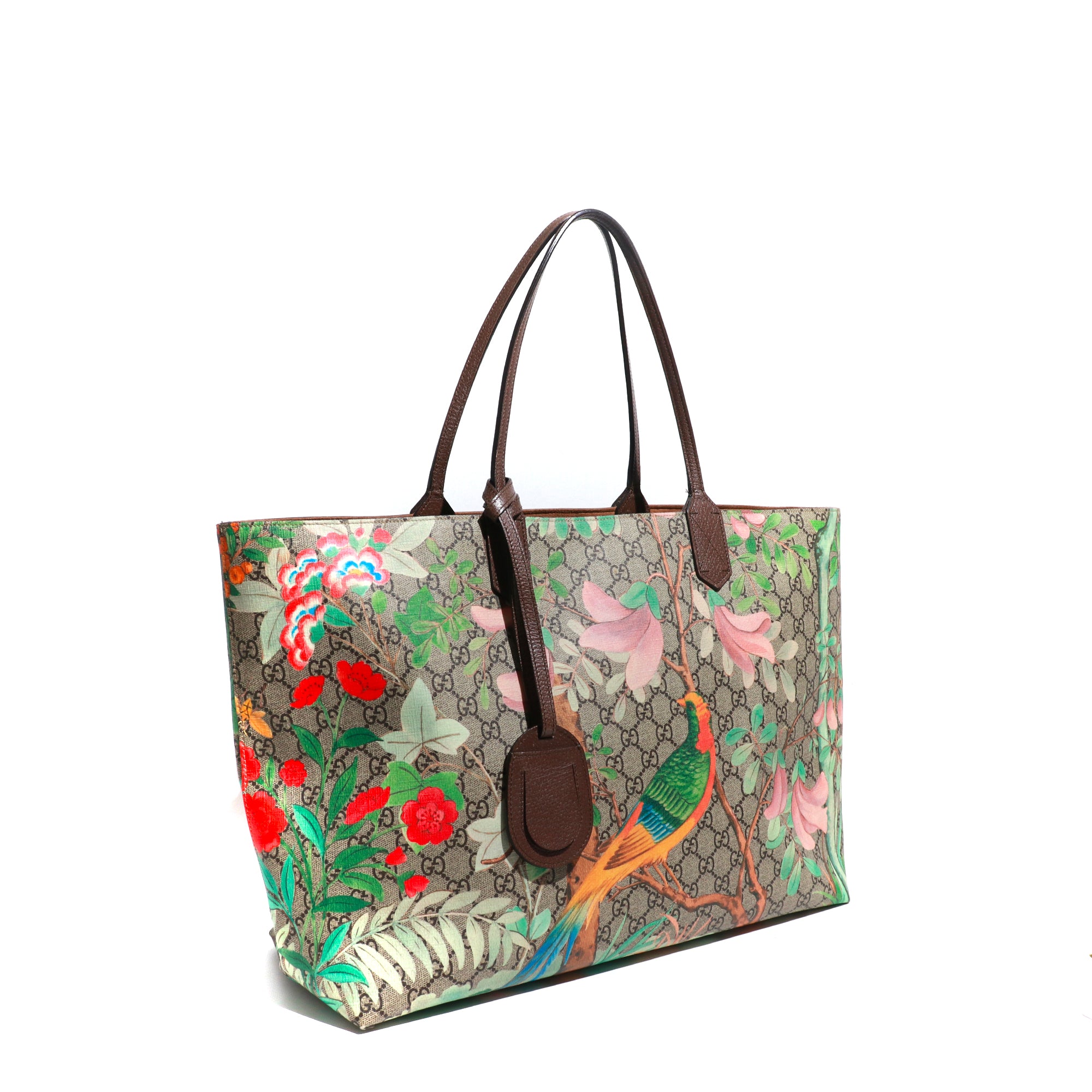 GUCCI - Sac cabas Suprême GG Tian en toile enduite et cuir marron