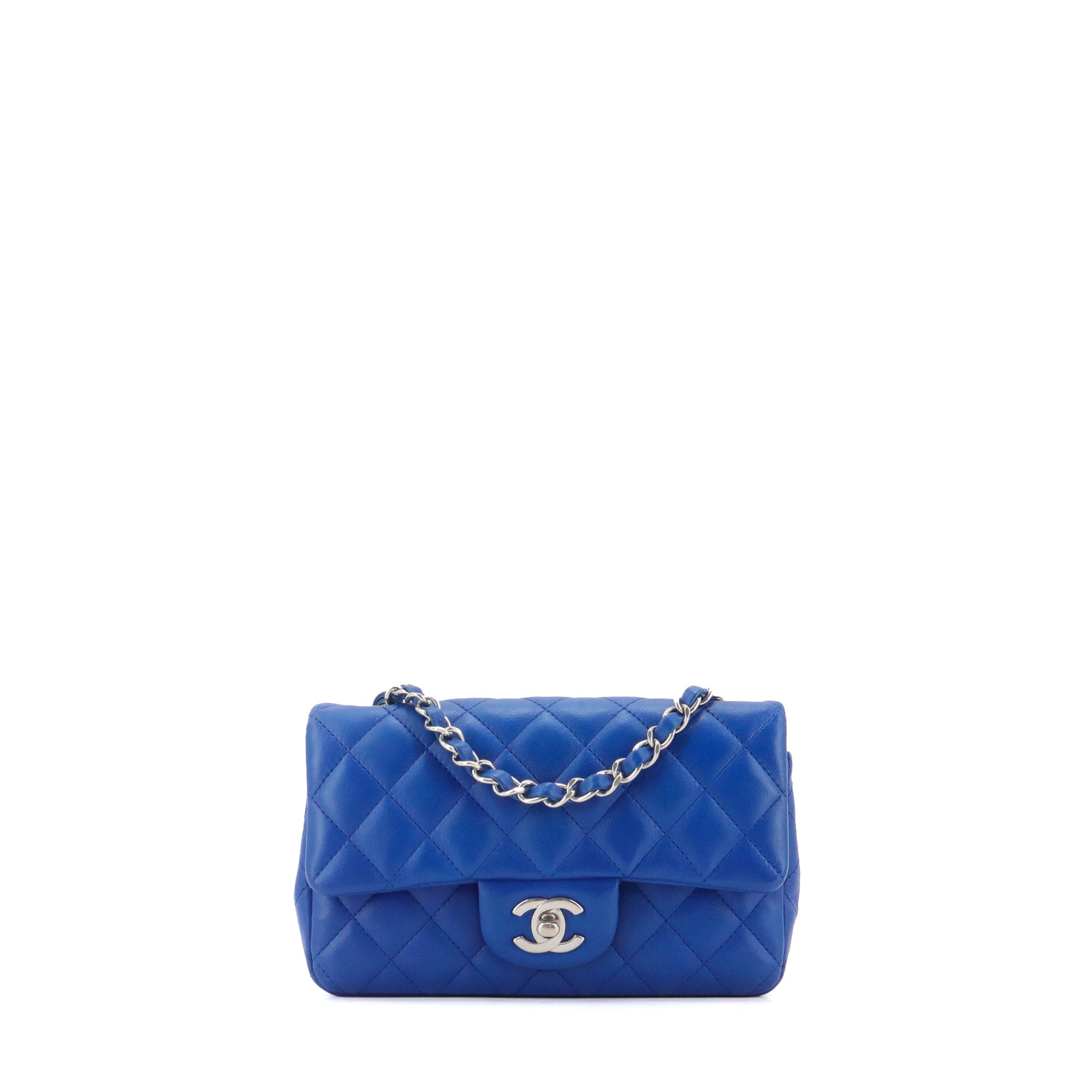 CHANEL - Sac à bandoulière Timeless/Classique mini rectangle Chanel en cuir bleu
