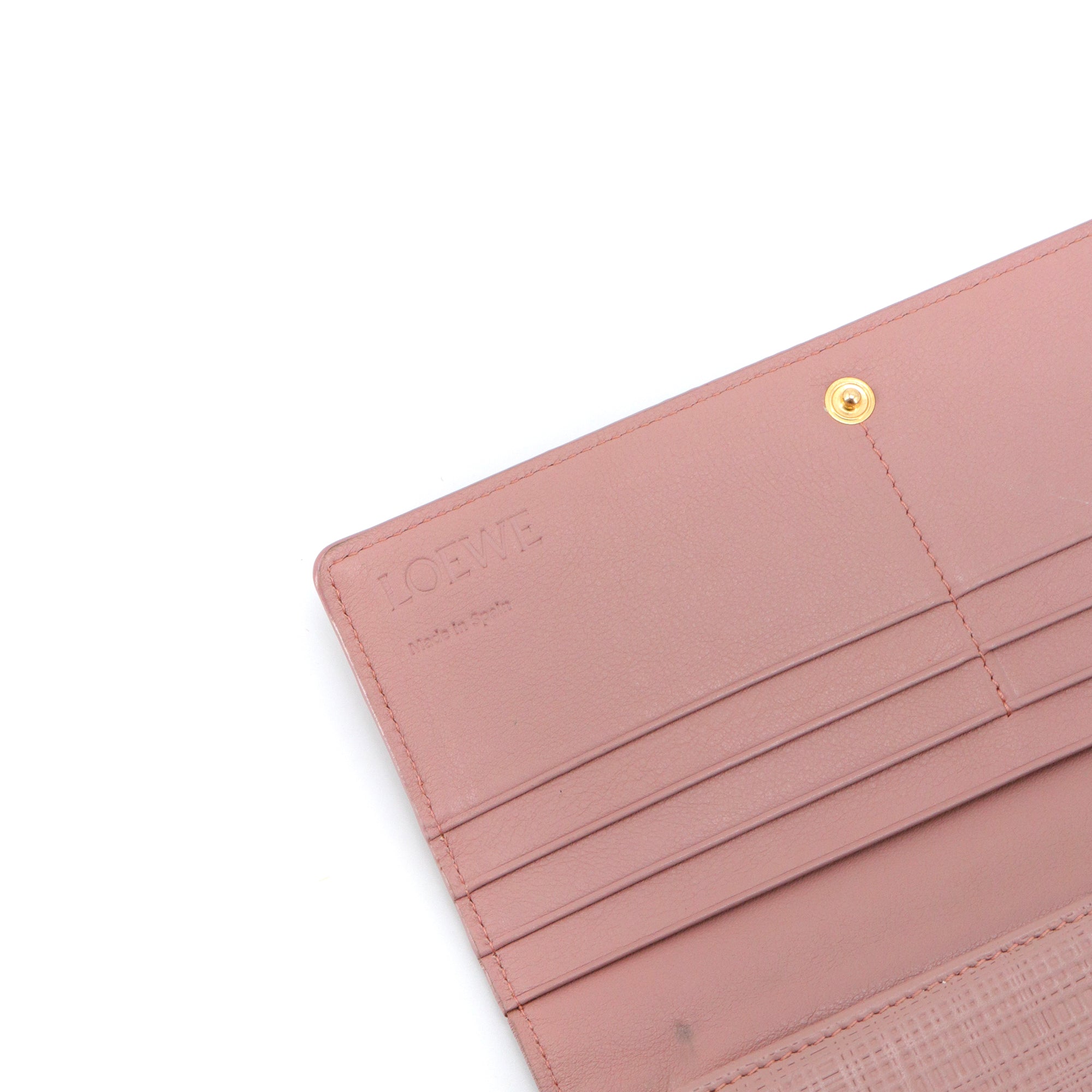 LOEWE - Portefeuille Continental Loewe en cuir rose ancien