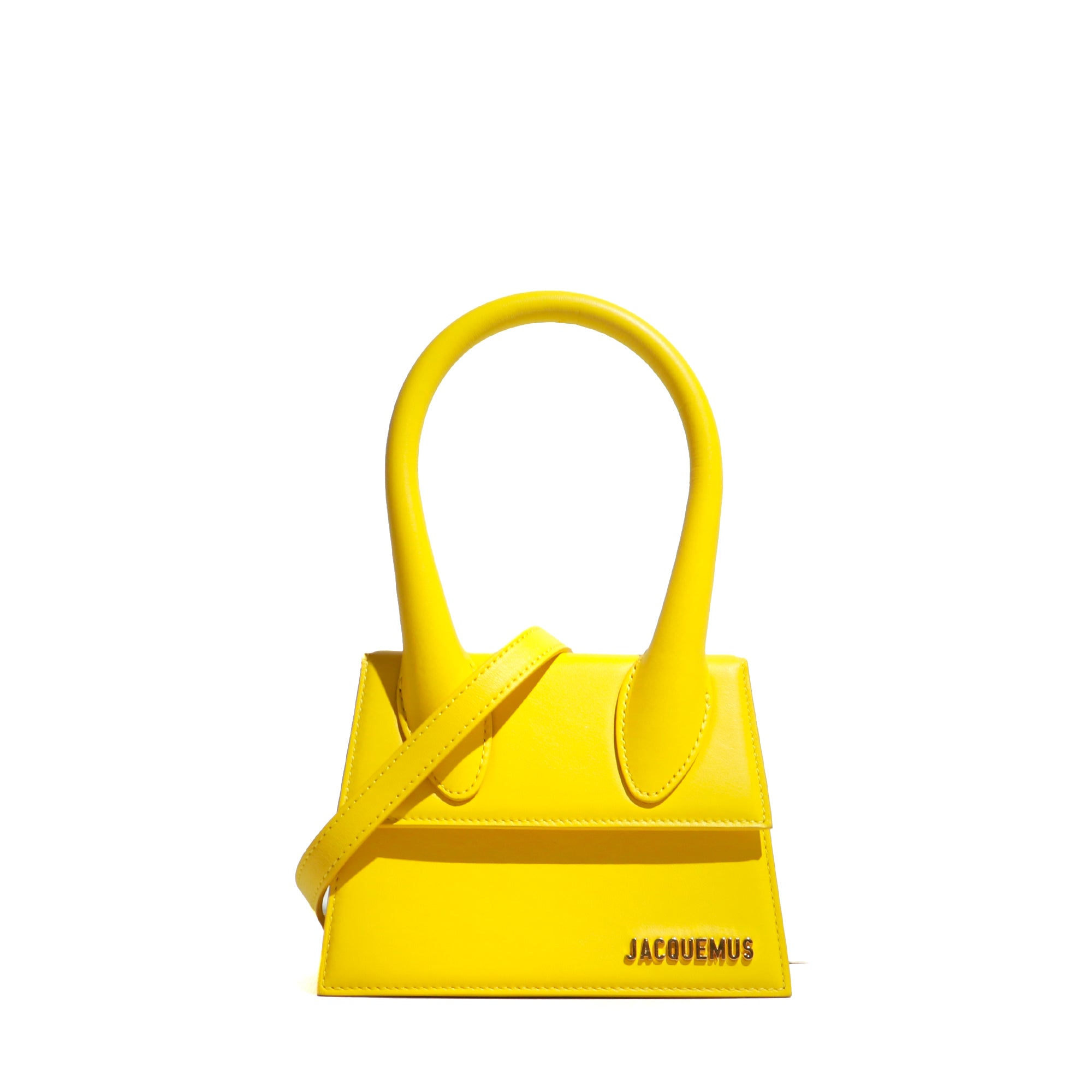 JACQUEMUS Sac à bandoulière Chiquito Moyen en cuir jaune d