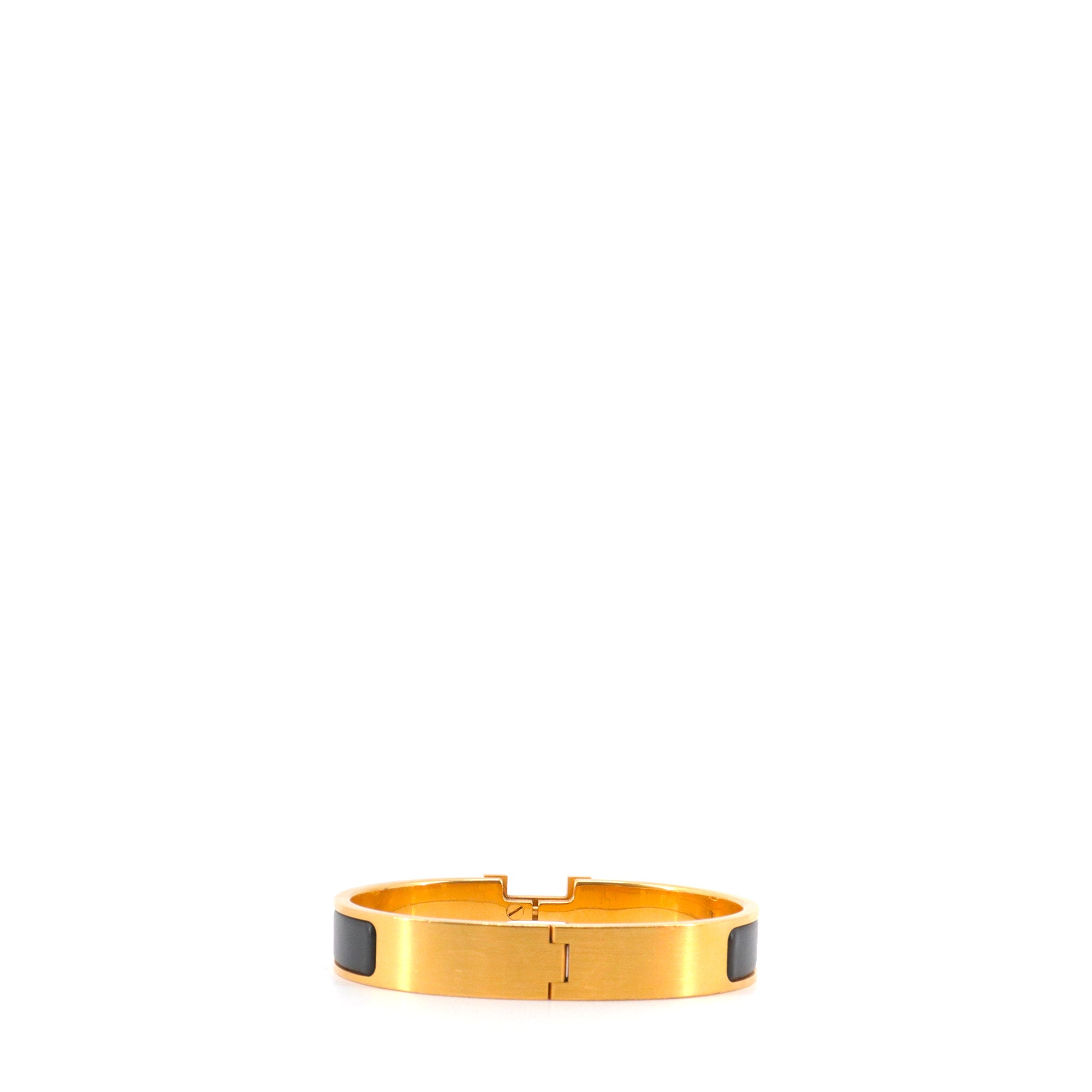 HERMÈS - Bracelet Clic H Hermès en émail noir (T5)