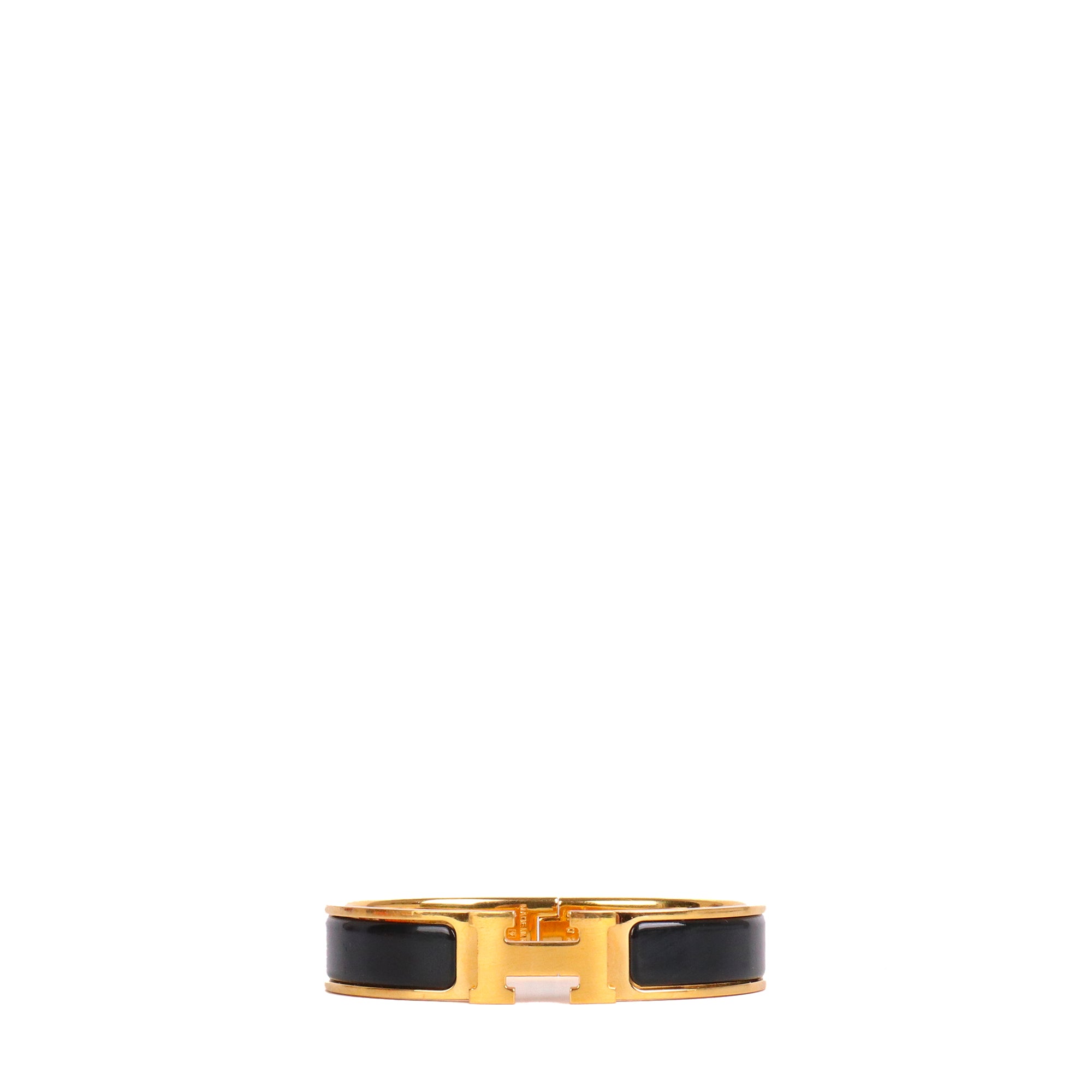 HERMÈS - Bracelet Clic H Hermès en émail noir (T0)