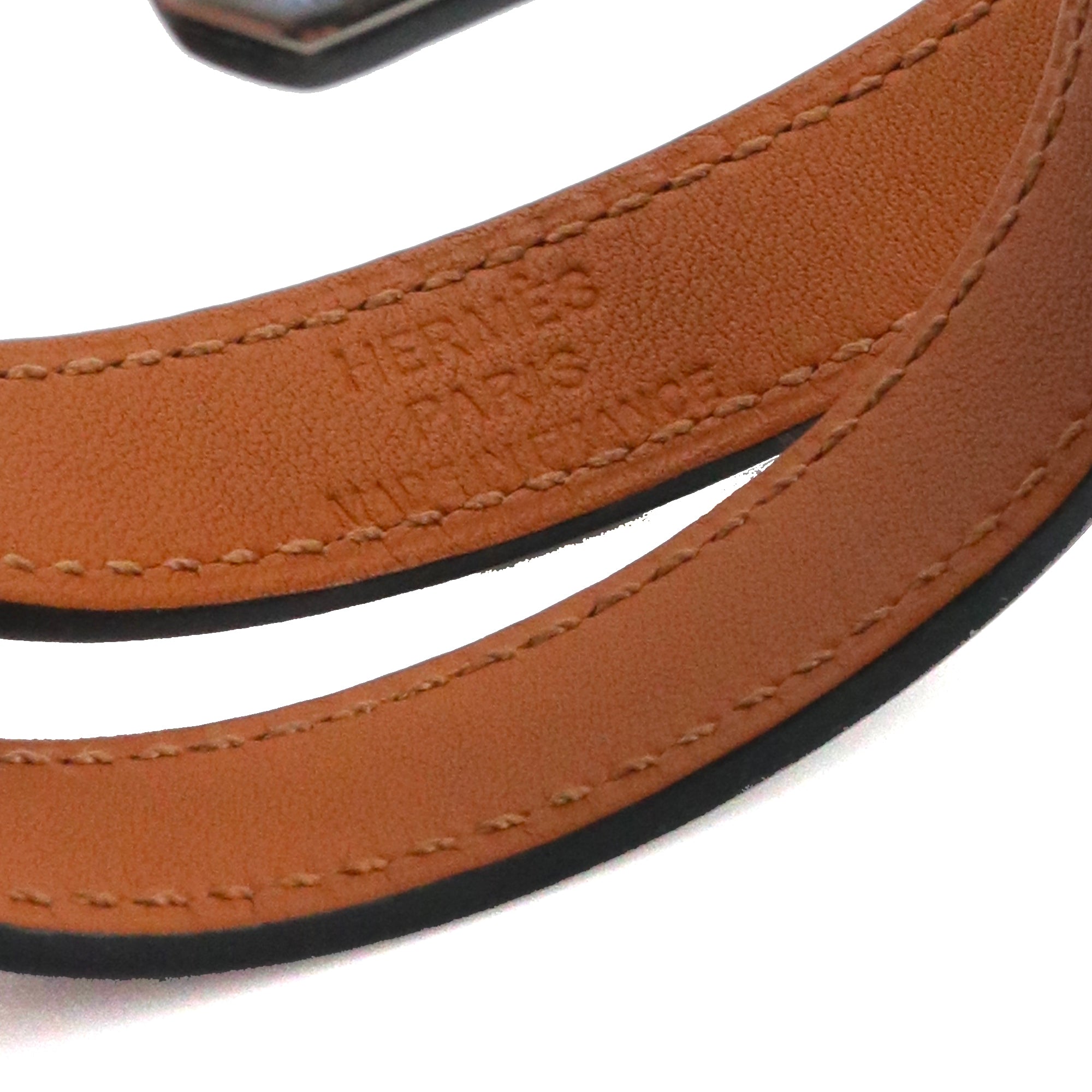 HERMÈS - Bracelet double tour Kelly Hermès en cuir noir (S)