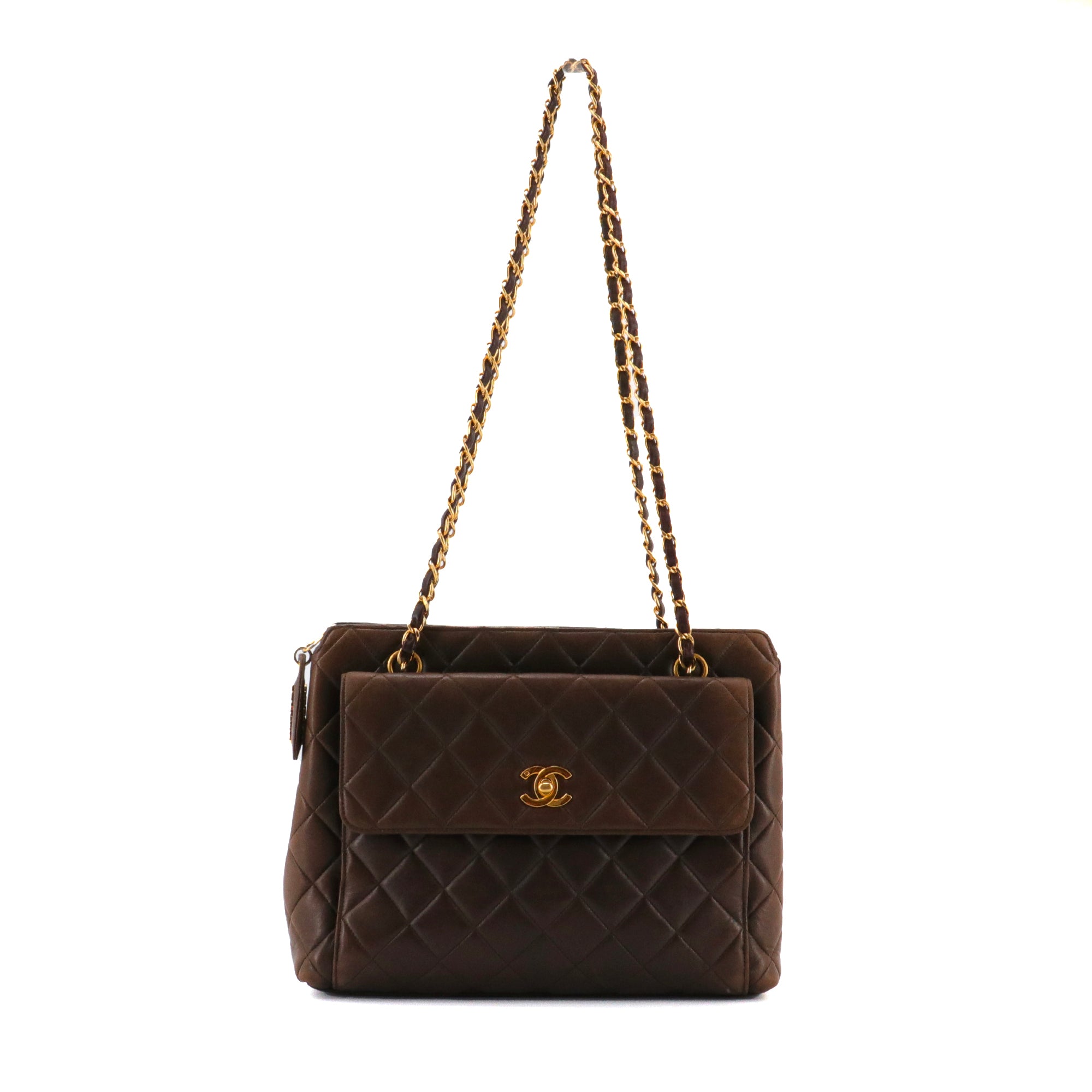 CHANEL - Sac à épaule Caméra Chanel en cuir marron