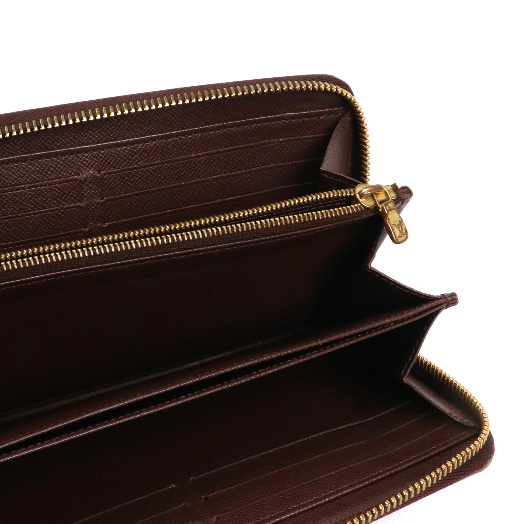 LOUIS VUITTON - Portefeuille Zippy Louis Vuitton en toile damier ébène